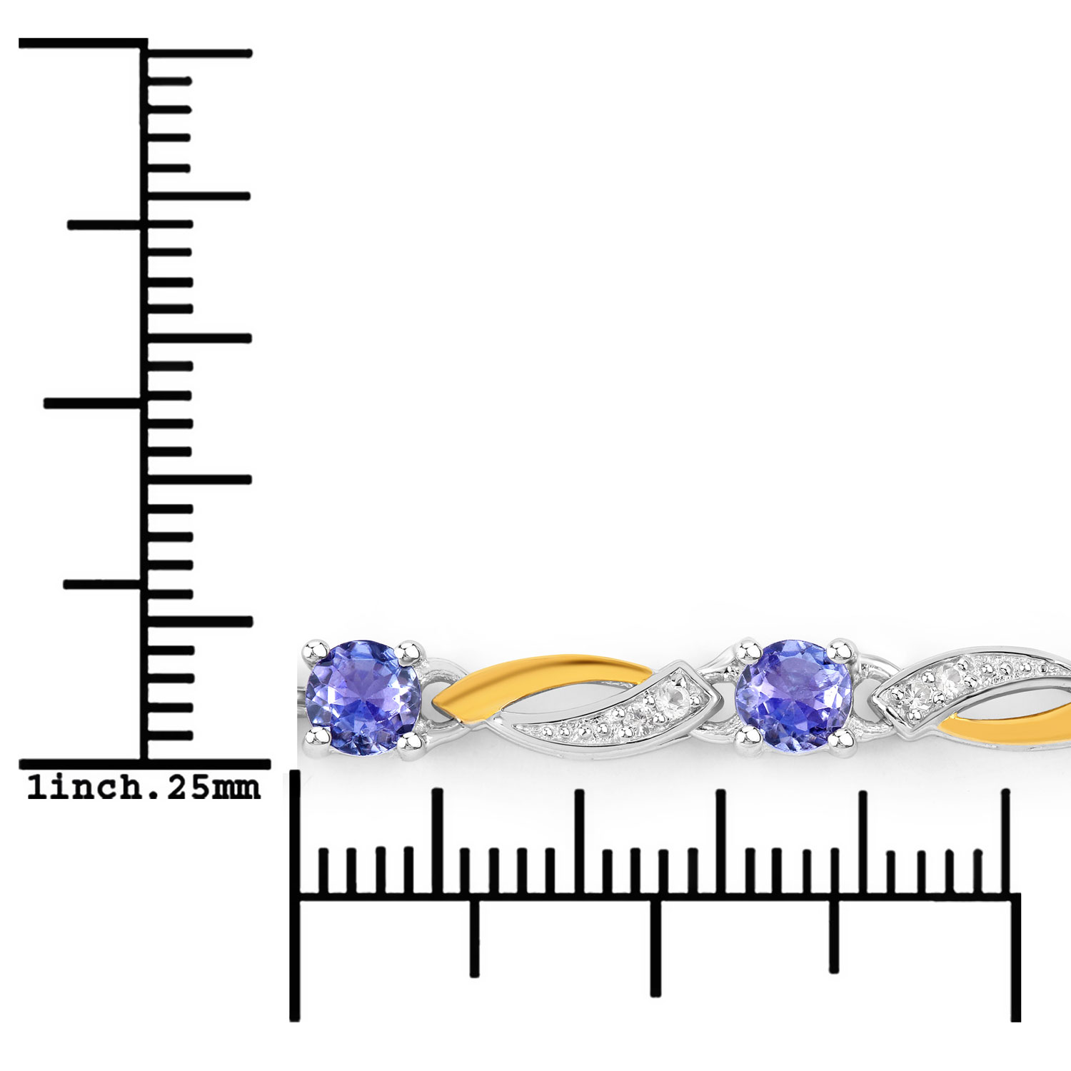 0.77 Carat Genuine Tanzanite and White Sapphire .925 Sterling Silver Bracelet 0.77 C.T.W Sterling Silver - view 9