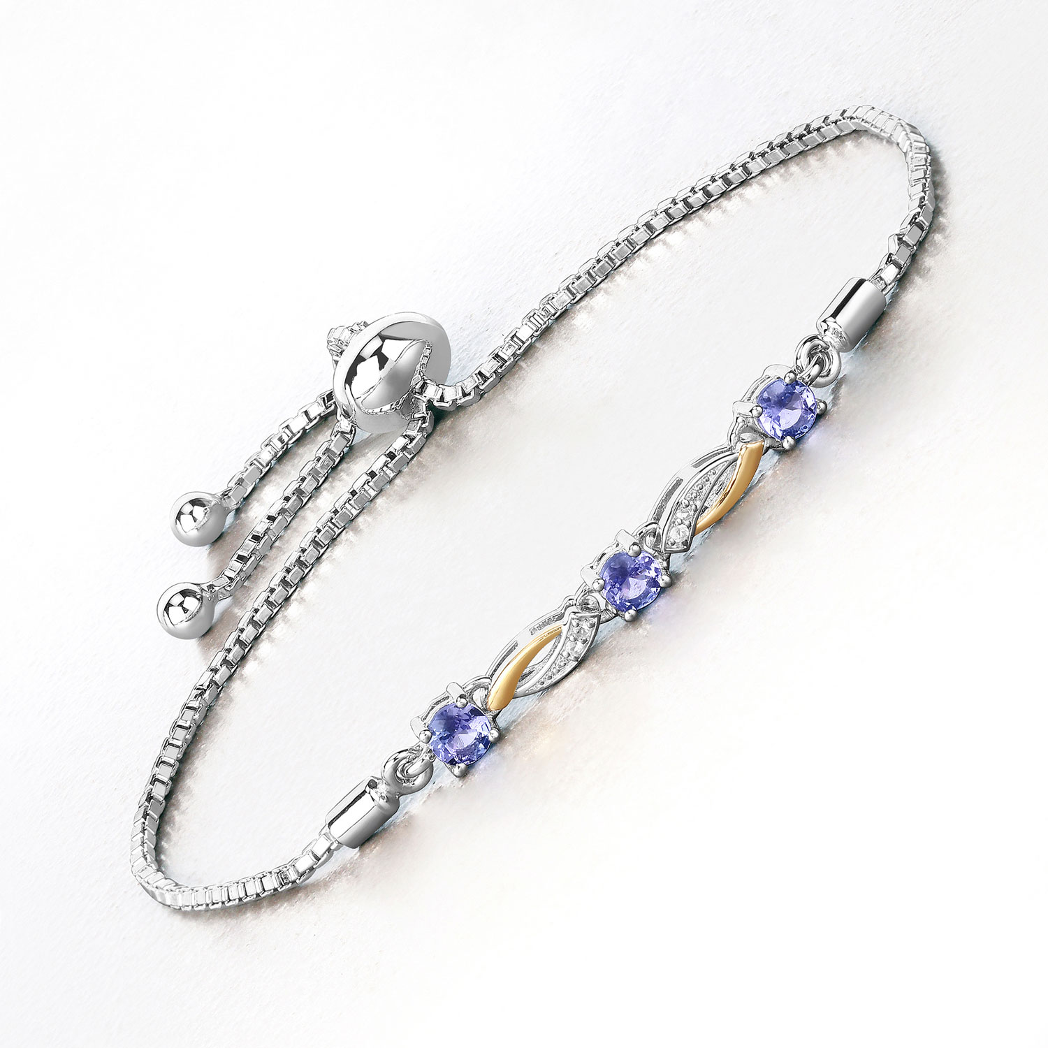 0.77 Carat Genuine Tanzanite and White Sapphire .925 Sterling Silver Bracelet 0.77 C.T.W Sterling Silver - view 3