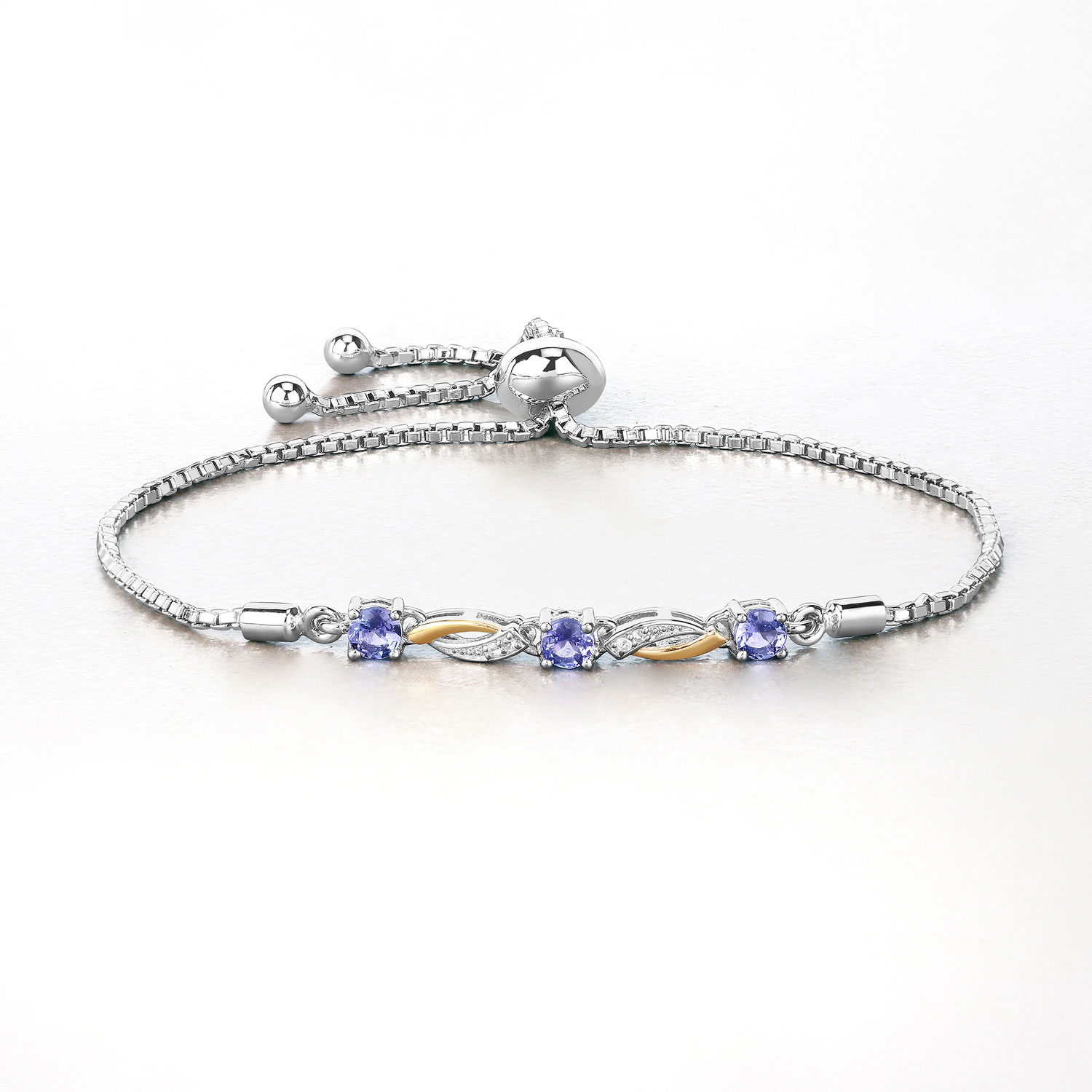 0.77 Carat Genuine Tanzanite and White Sapphire .925 Sterling Silver Bracelet 0.77 C.T.W Sterling Silver - view 7