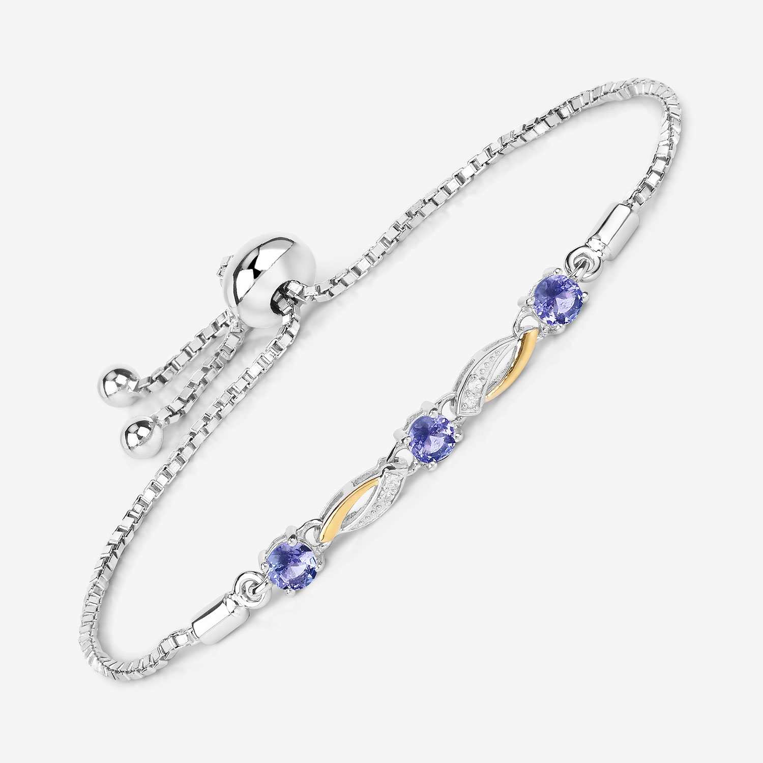 0.77 Carat Genuine Tanzanite and White Sapphire .925 Sterling Silver Bracelet 0.77 C.T.W Sterling Silver - view 6