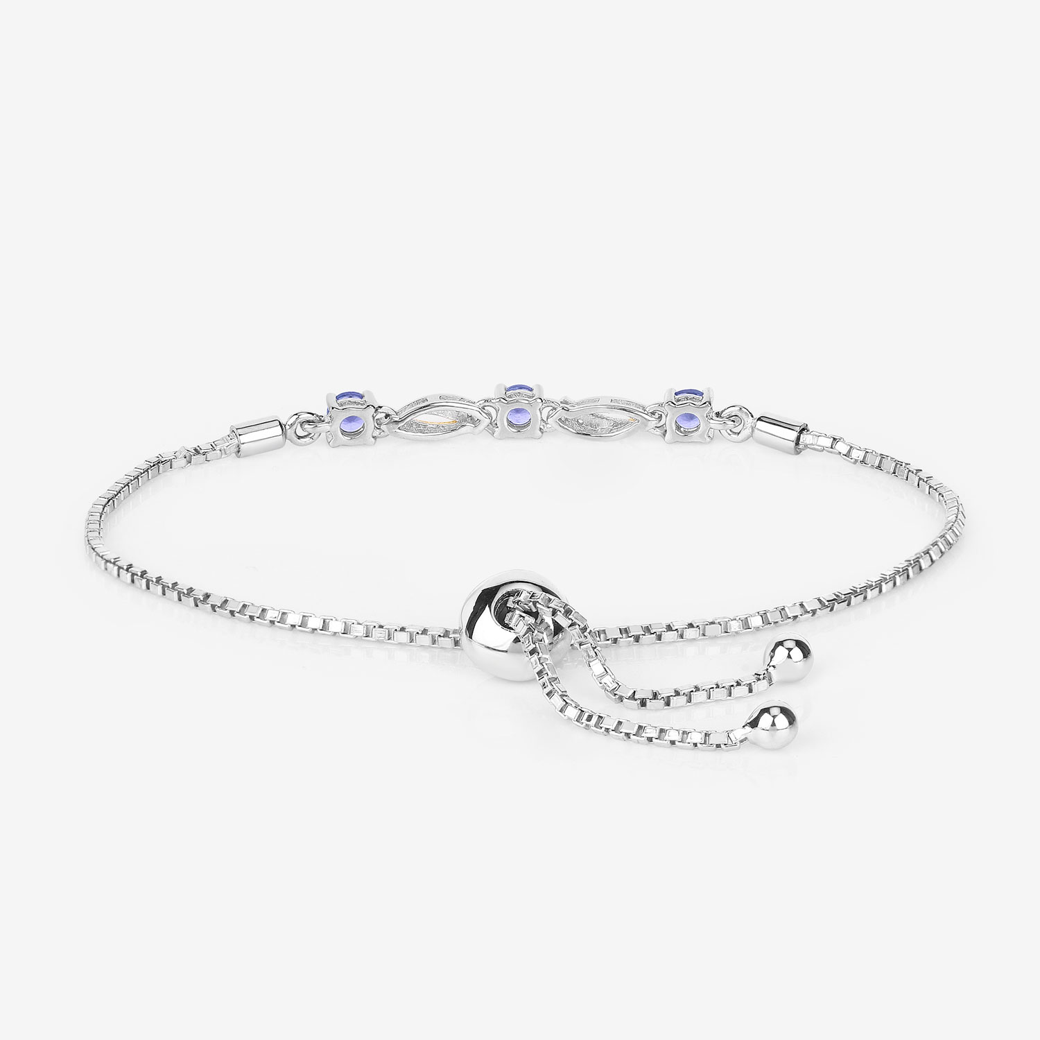 0.77 Carat Genuine Tanzanite and White Sapphire .925 Sterling Silver Bracelet 0.77 C.T.W Sterling Silver - view 8
