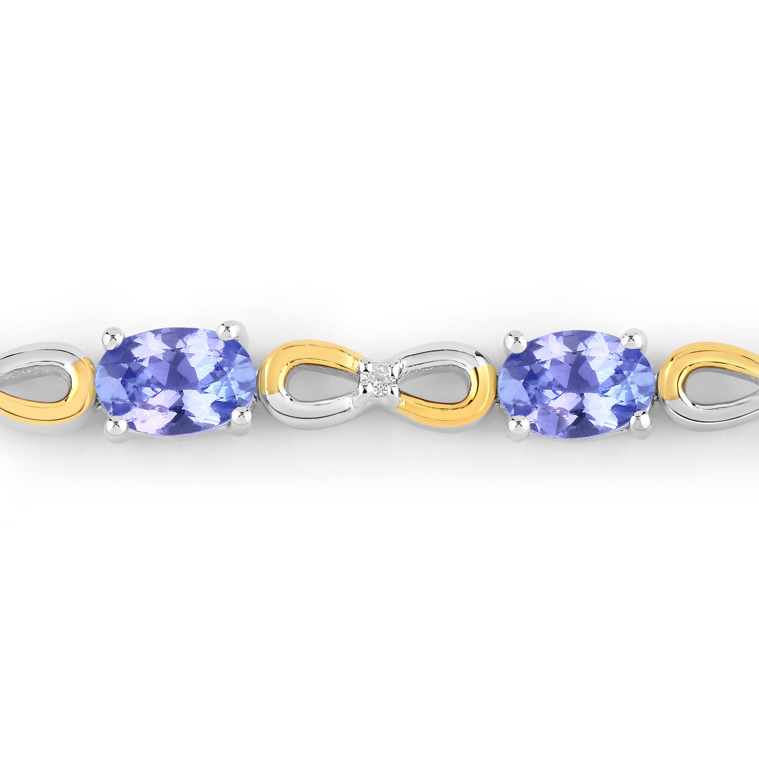 1.81 Carat Genuine Tanzanite and White Topaz .925 Sterling Silver Bracelet 1.81 C.T.W Sterling Silver - view 2