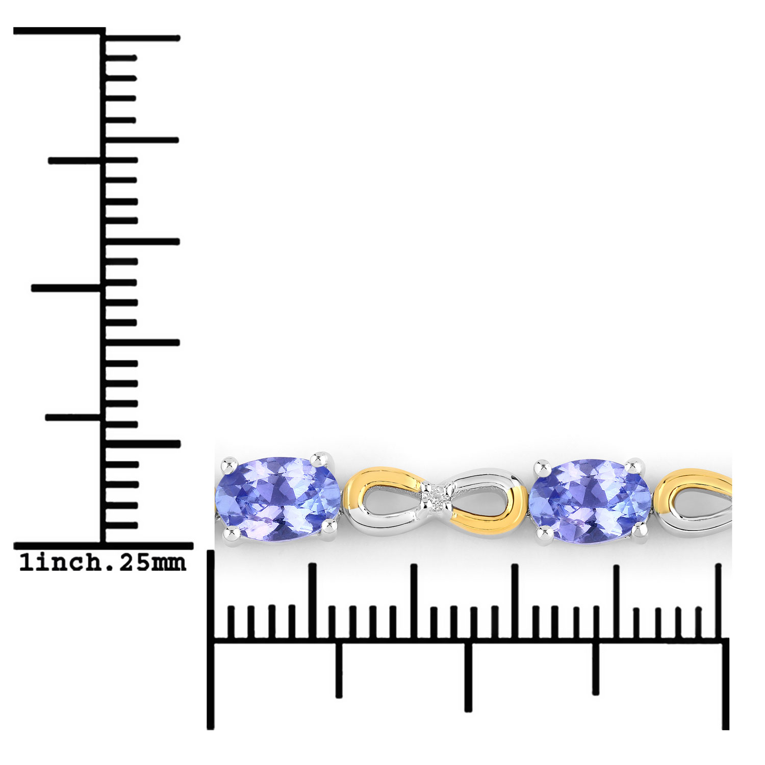 1.81 Carat Genuine Tanzanite and White Topaz .925 Sterling Silver Bracelet 1.81 C.T.W Sterling Silver - view 9