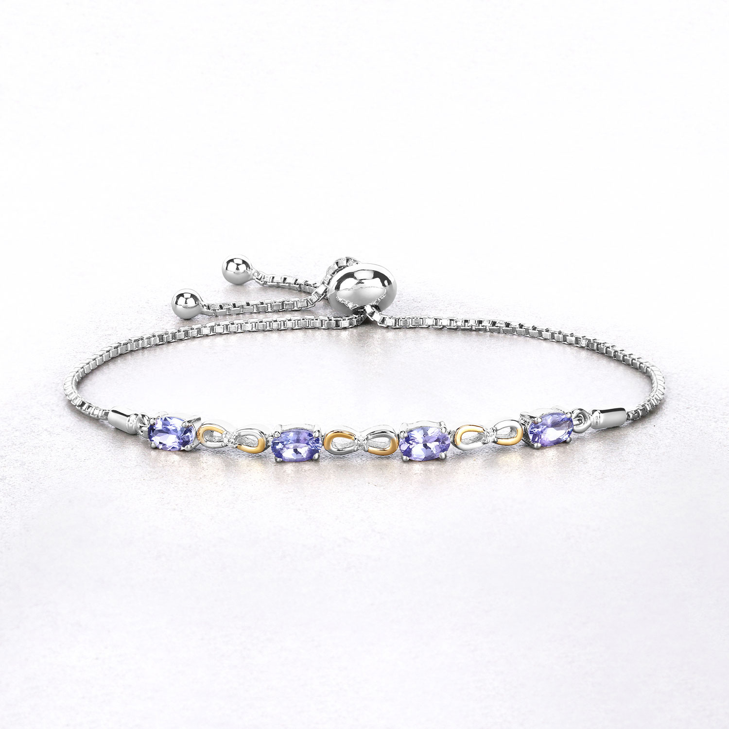 1.81 Carat Genuine Tanzanite and White Topaz .925 Sterling Silver Bracelet 1.81 C.T.W Sterling Silver - view 6