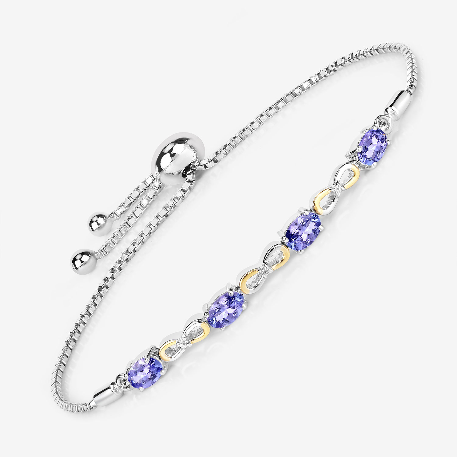 1.81 Carat Genuine Tanzanite and White Topaz .925 Sterling Silver Bracelet 1.81 C.T.W Sterling Silver - view 8