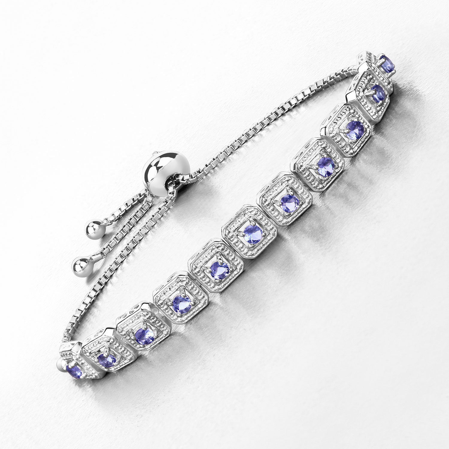 1.10 Carat Genuine Tanzanite .925 Sterling Silver Bracelet 1.10 C.T.W Sterling Silver - view 4