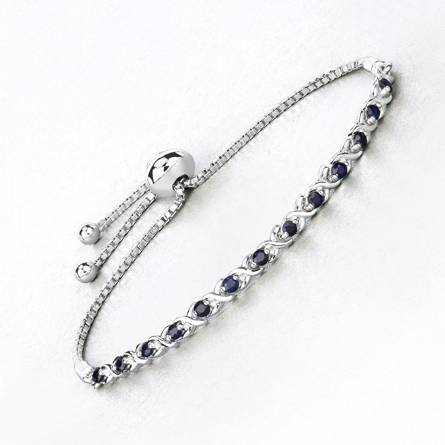 0.88 Carat Genuine Blue Sapphire .925 Sterling Silver Bracelet 0.88 C.T.W Sterling Silver - view 4