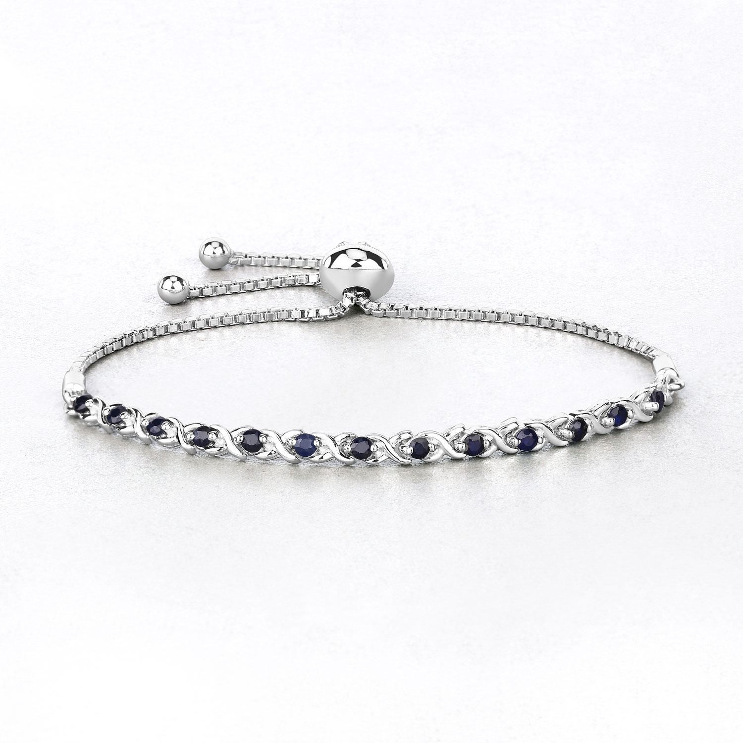 0.88 Carat Genuine Blue Sapphire .925 Sterling Silver Bracelet 0.88 C.T.W Sterling Silver - view 2