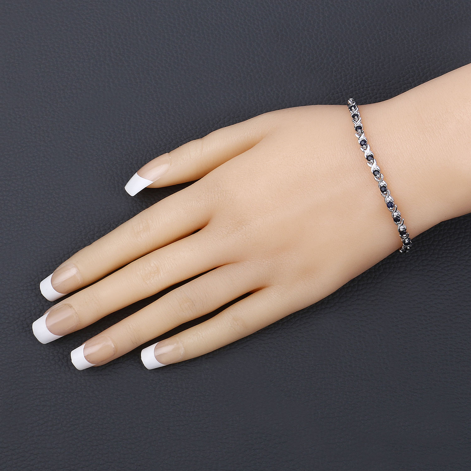 0.88 Carat Genuine Blue Sapphire .925 Sterling Silver Bracelet 0.88 C.T.W Sterling Silver - view 3