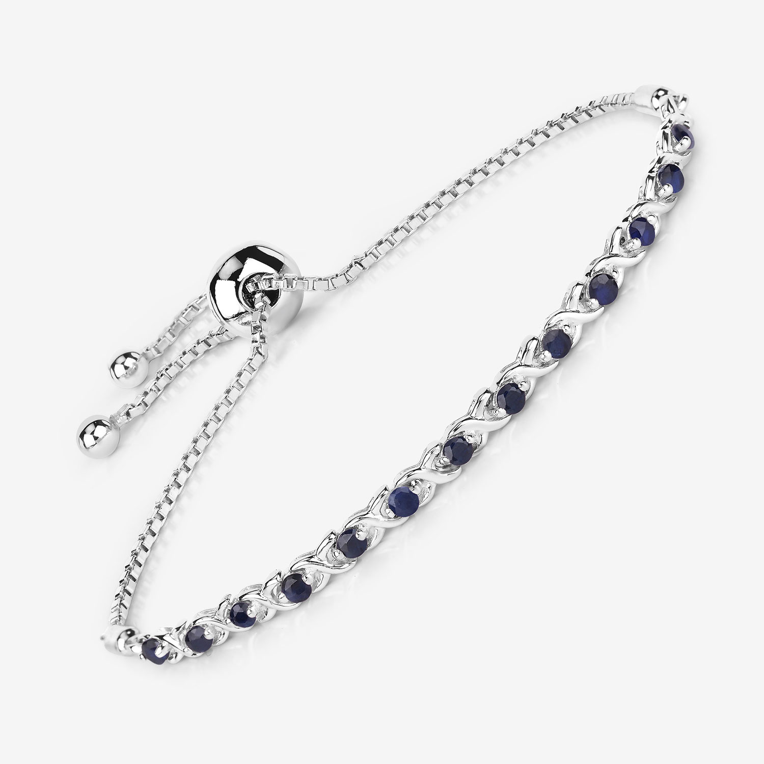 0.88 Carat Genuine Blue Sapphire .925 Sterling Silver Bracelet 0.88 C.T.W Sterling Silver - view 6