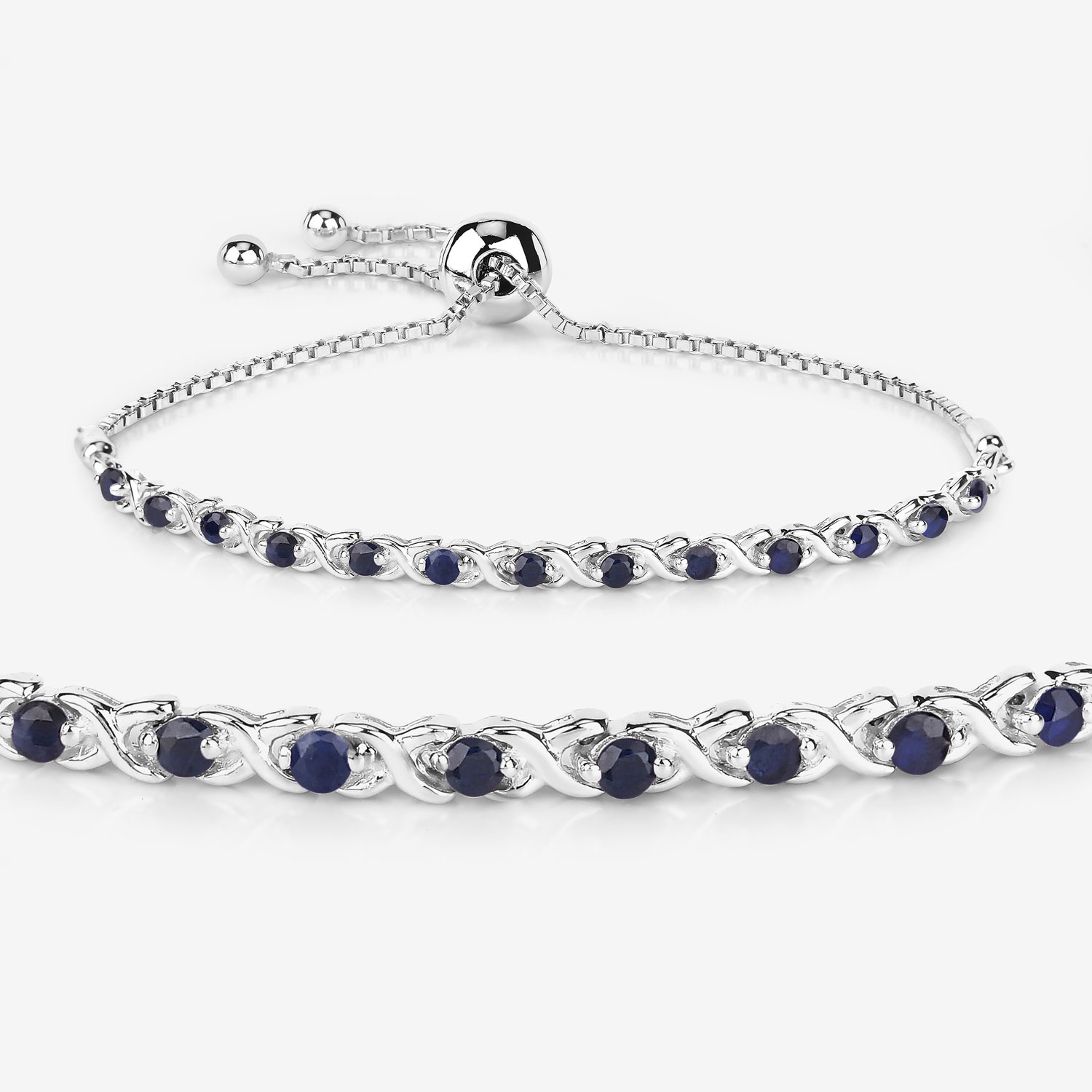 0.88 Carat Genuine Blue Sapphire .925 Sterling Silver Bracelet 0.88 C.T.W Sterling Silver - view 7