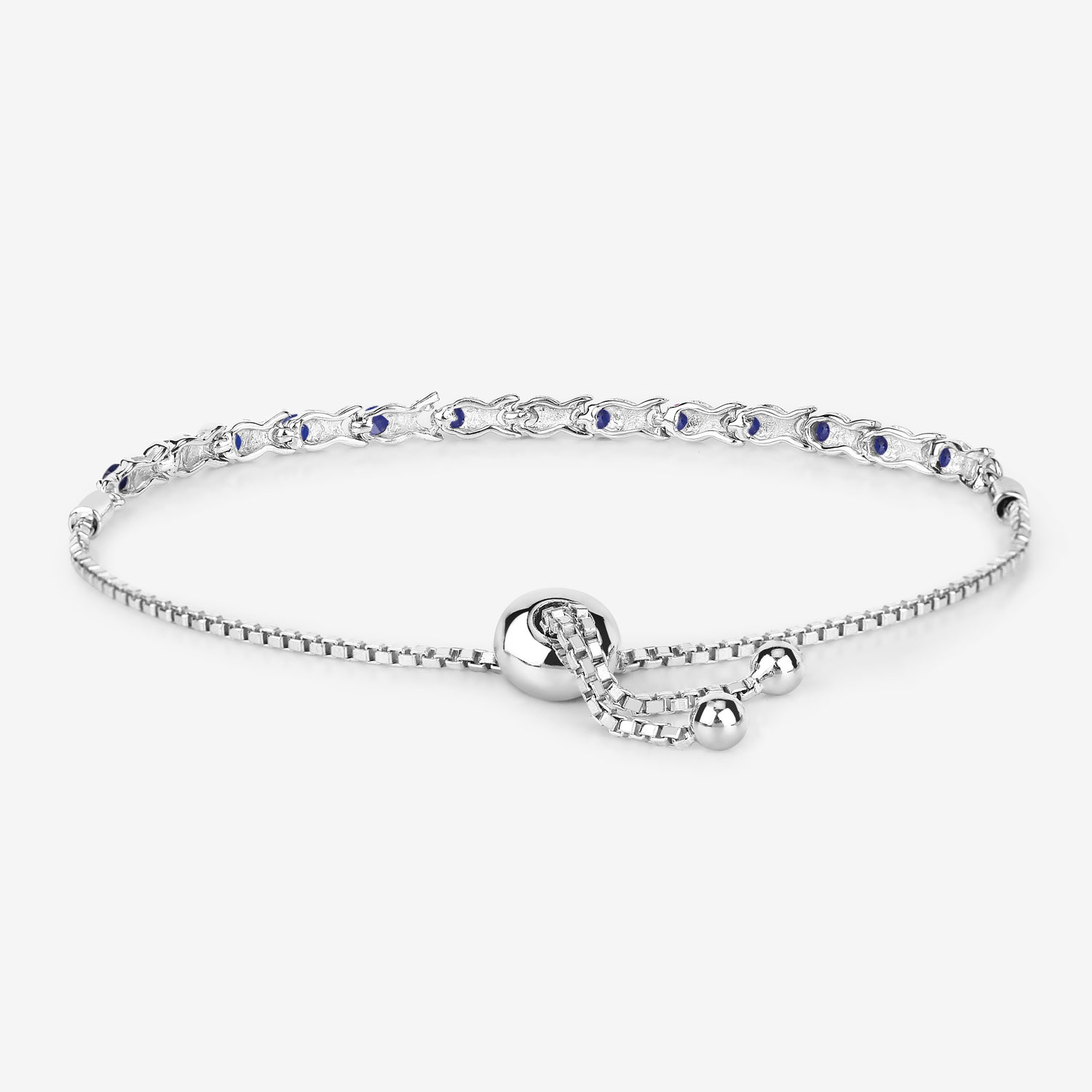 0.88 Carat Genuine Blue Sapphire .925 Sterling Silver Bracelet 0.88 C.T.W Sterling Silver - view 9