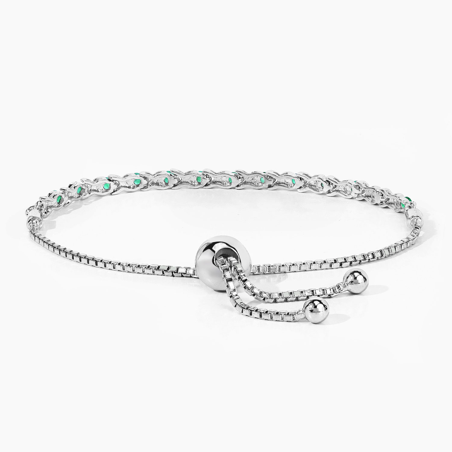 0.72 Carat Genuine Emerald .925 Sterling Silver Bracelet 2.20 C.T.W Sterling Silver - view 4