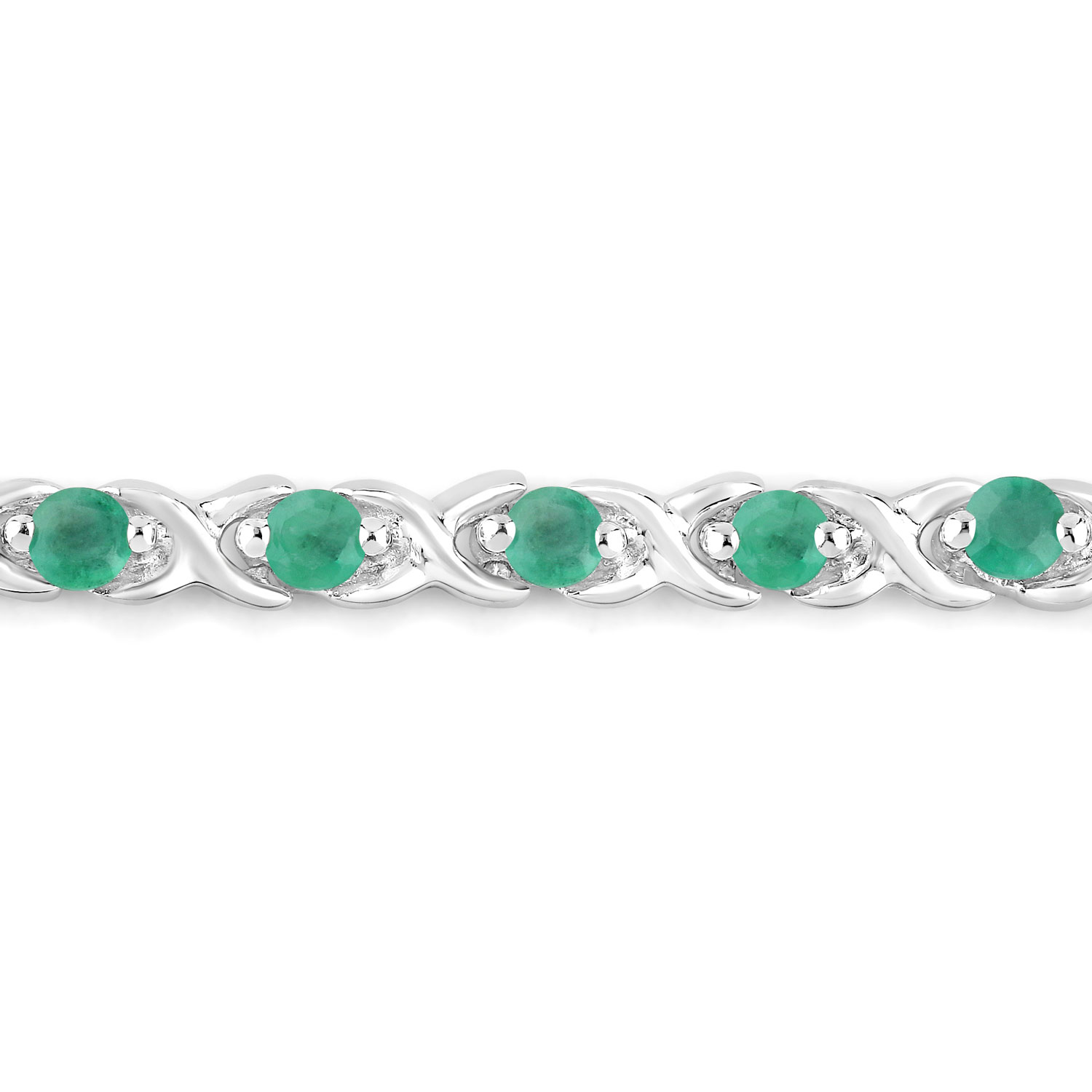 0.72 Carat Genuine Emerald .925 Sterling Silver Bracelet 2.20 C.T.W Sterling Silver - view 3