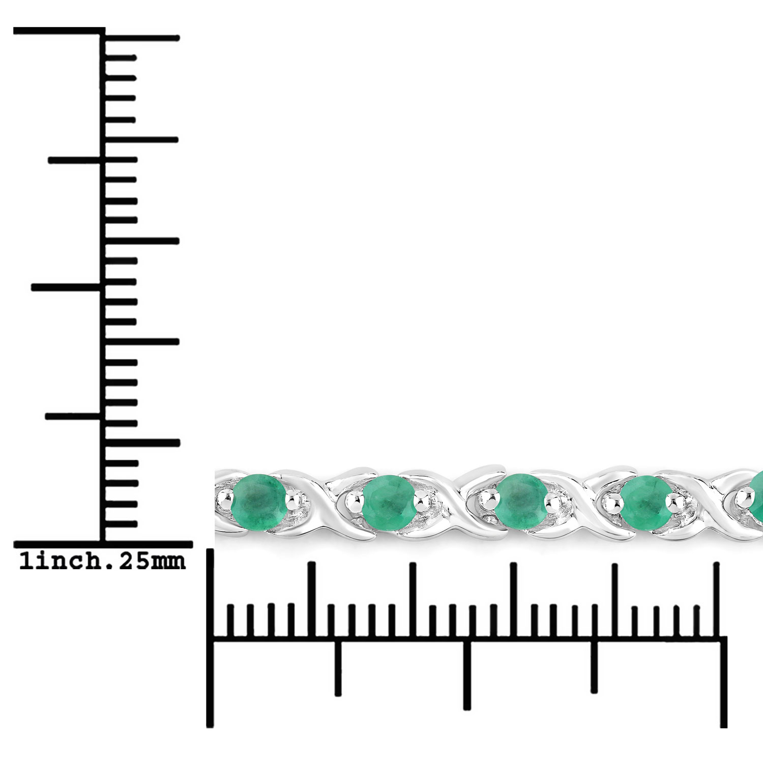 0.72 Carat Genuine Emerald .925 Sterling Silver Bracelet 2.20 C.T.W Sterling Silver - view 5