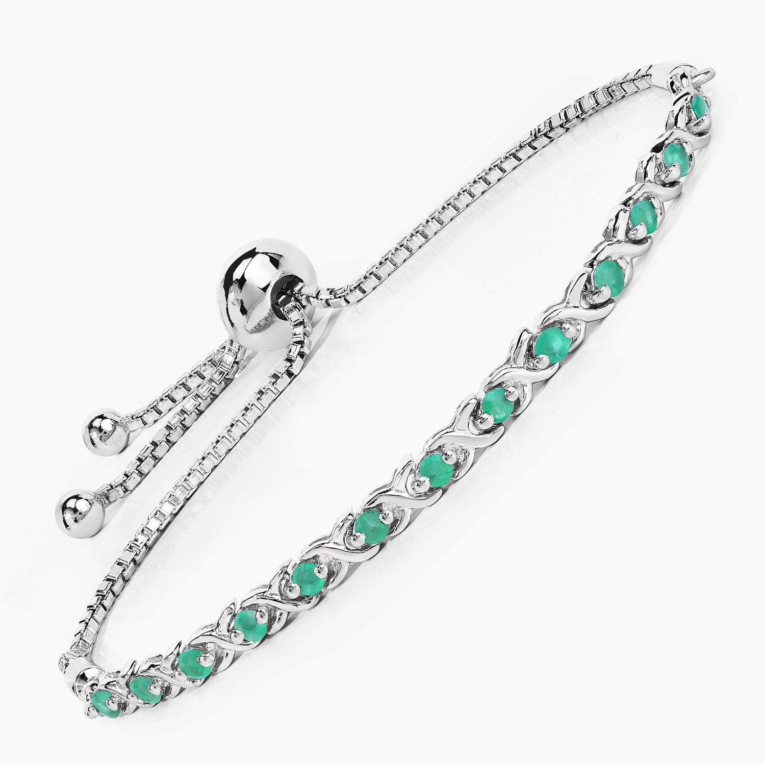 0.72 Carat Genuine Emerald .925 Sterling Silver Bracelet 2.20 C.T.W Sterling Silver - view 8