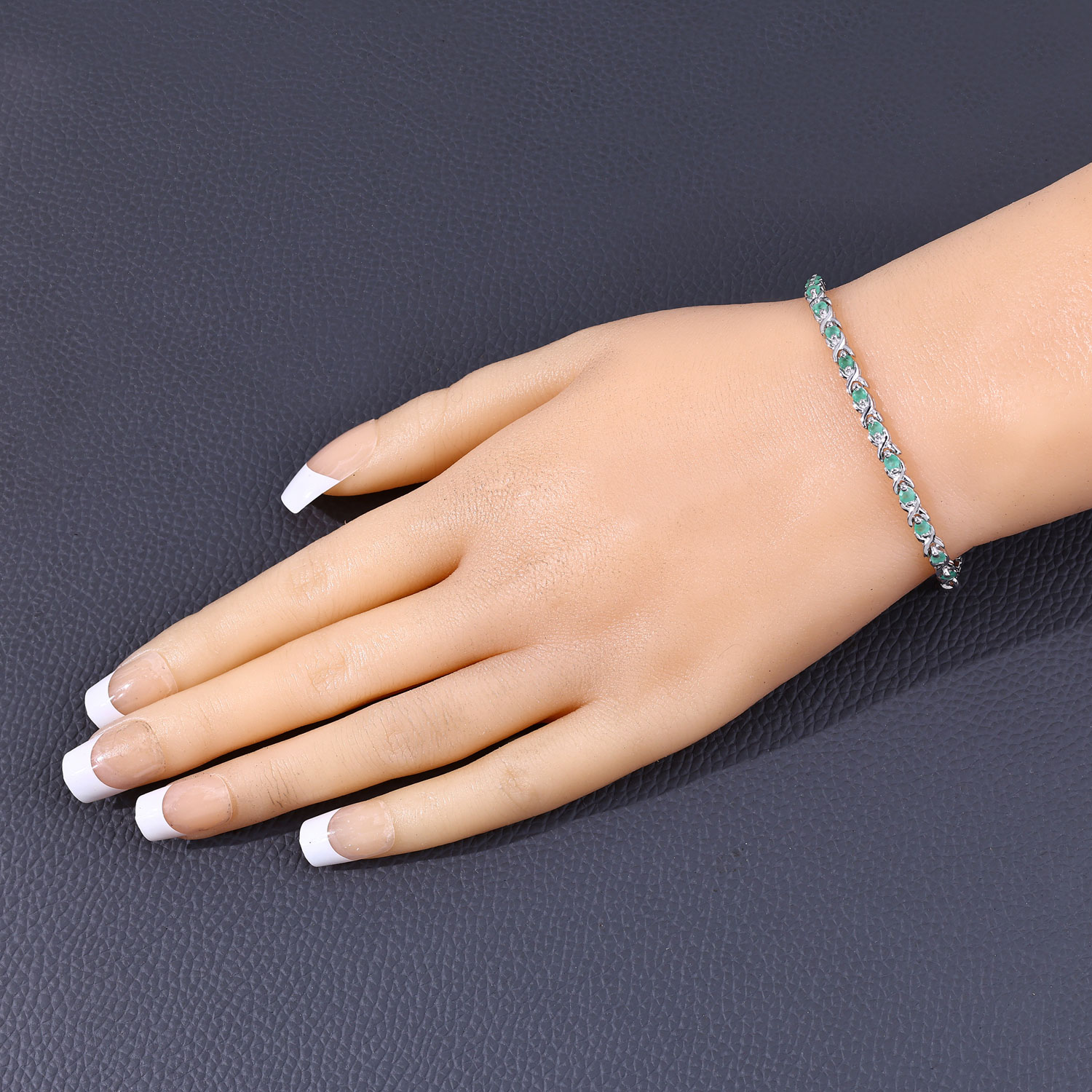 0.72 Carat Genuine Emerald .925 Sterling Silver Bracelet 2.20 C.T.W Sterling Silver - view 9
