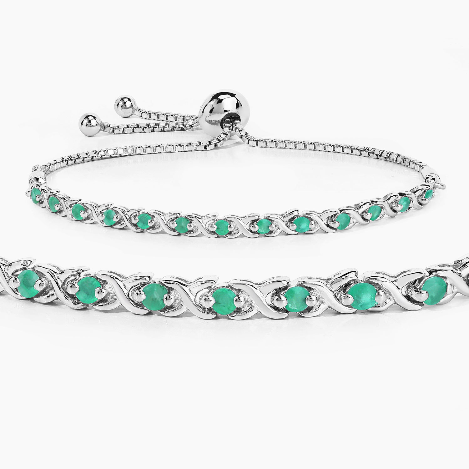 0.72 Carat Genuine Emerald .925 Sterling Silver Bracelet 2.20 C.T.W Sterling Silver - view 6