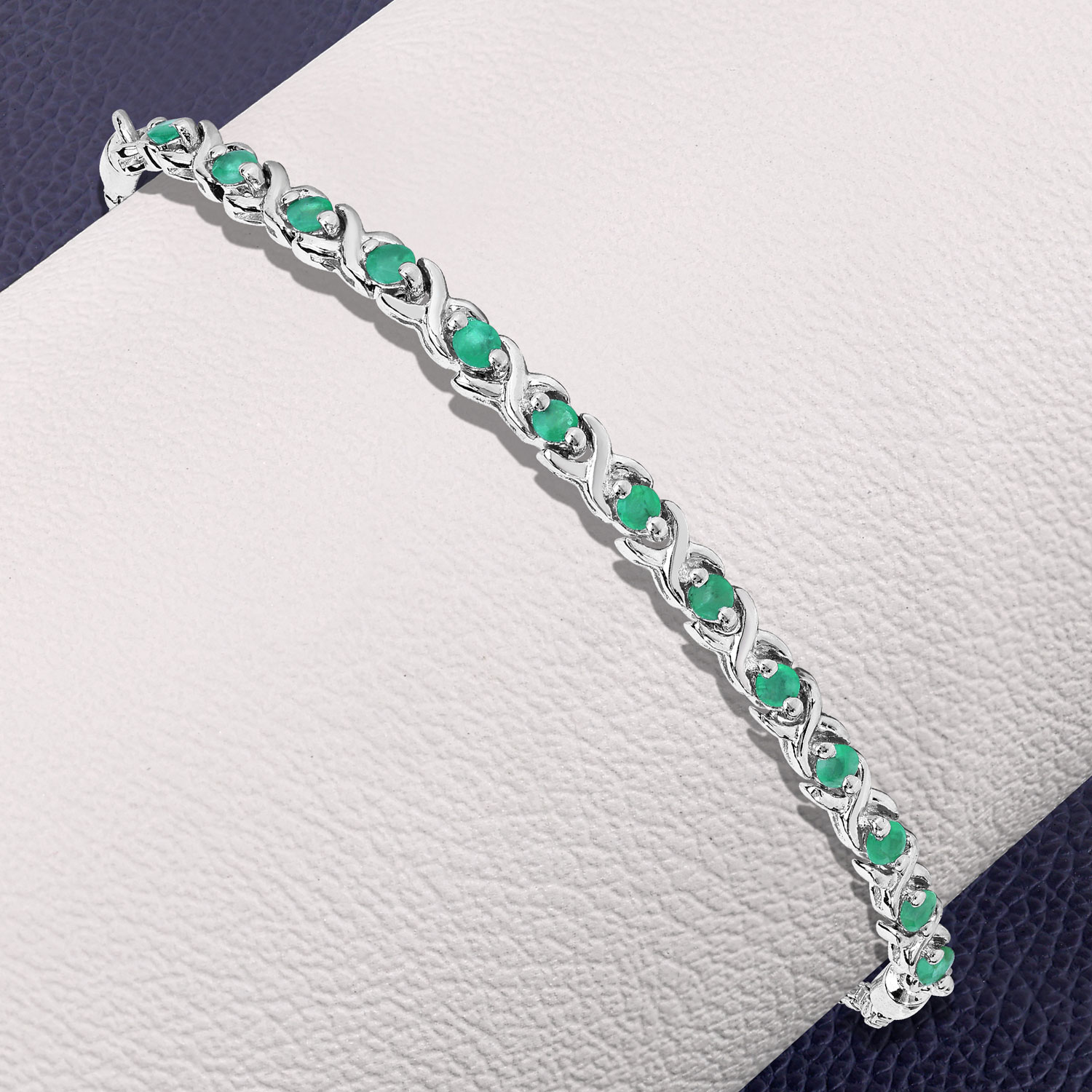 0.72 Carat Genuine Emerald .925 Sterling Silver Bracelet 2.20 C.T.W Sterling Silver - view 2