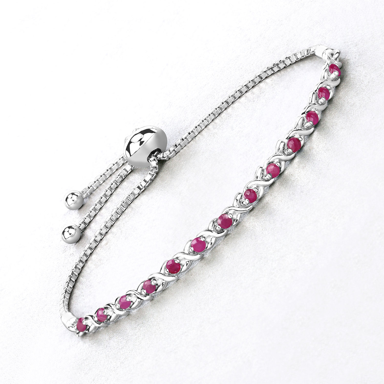 0.88 Carat Genuine Ruby .925 Sterling Silver Bracelet 0.88 C.T.W Sterling Silver - view 2