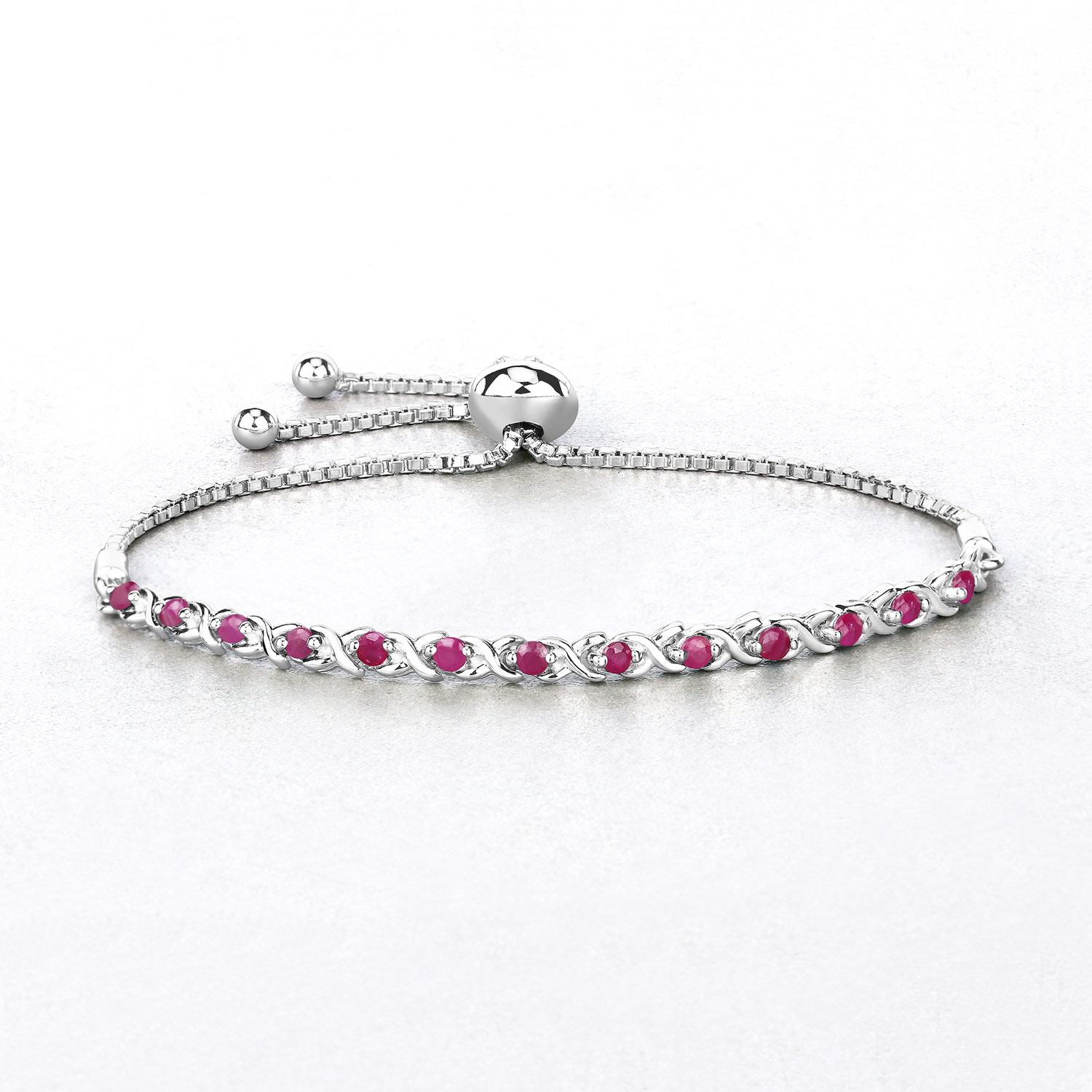 0.88 Carat Genuine Ruby .925 Sterling Silver Bracelet 0.88 C.T.W Sterling Silver - view 4