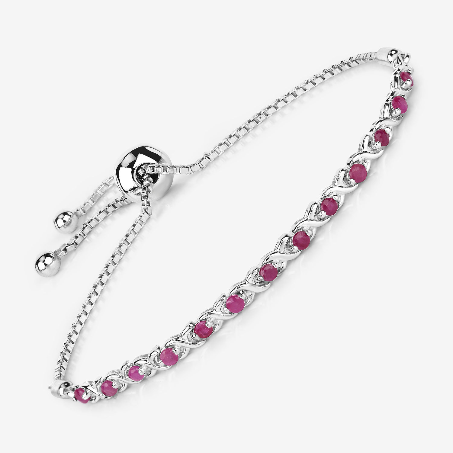 0.88 Carat Genuine Ruby .925 Sterling Silver Bracelet 0.88 C.T.W Sterling Silver - view 6