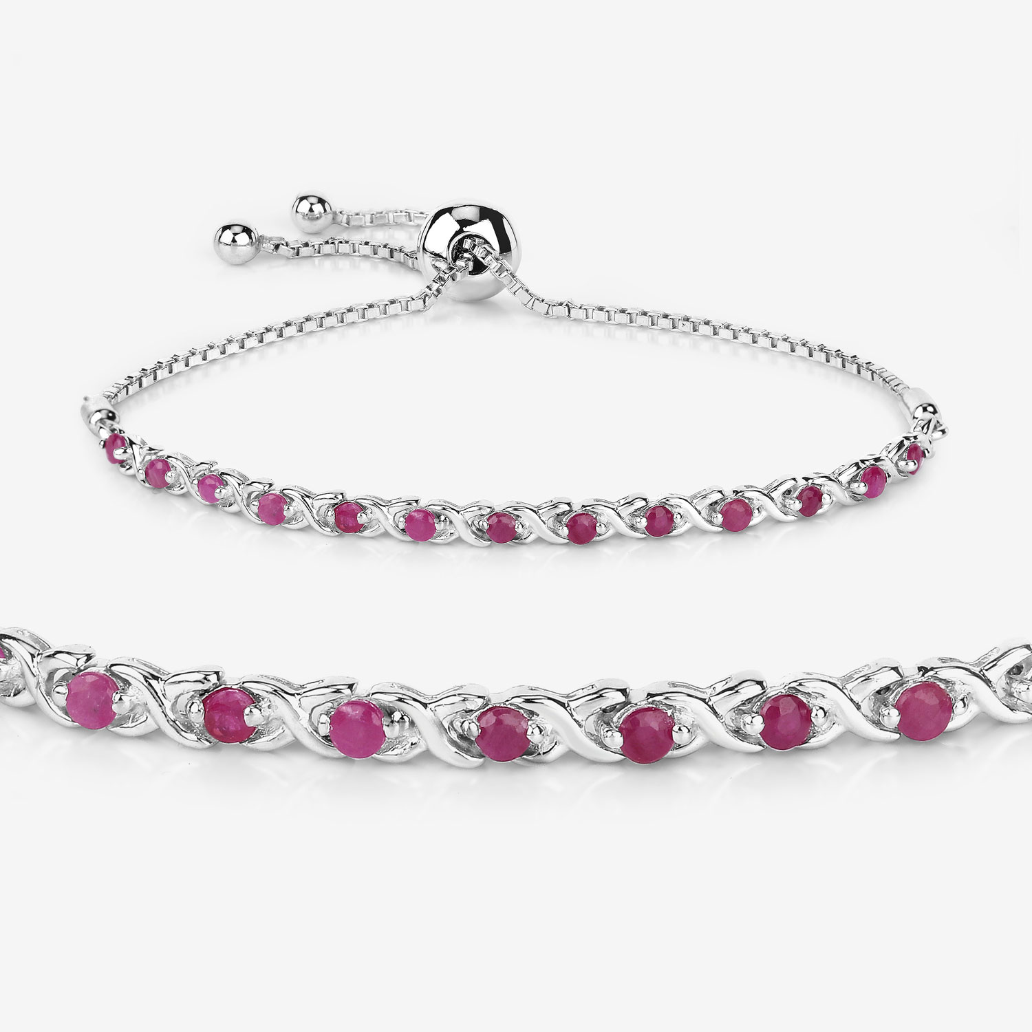 0.88 Carat Genuine Ruby .925 Sterling Silver Bracelet 0.88 C.T.W Sterling Silver - view 5