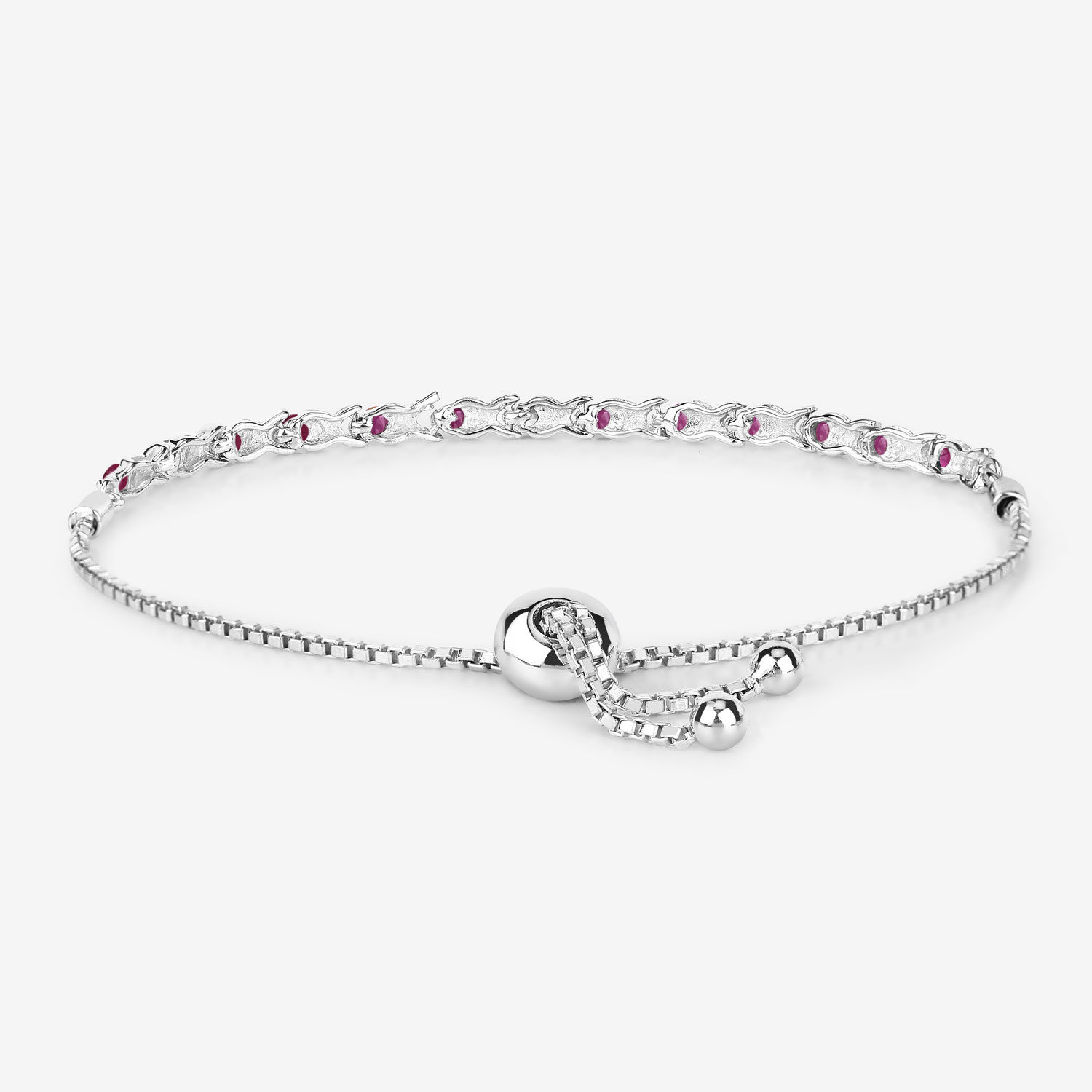 0.88 Carat Genuine Ruby .925 Sterling Silver Bracelet 0.88 C.T.W Sterling Silver - view 7