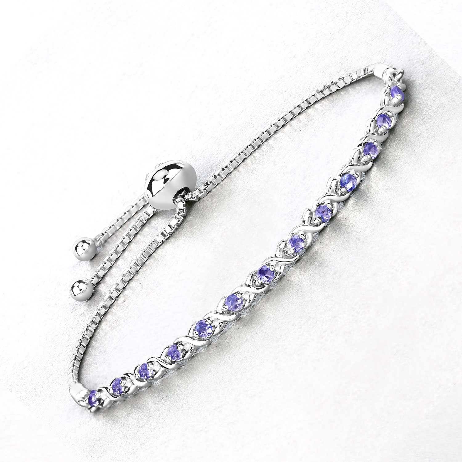 0.91 Carat Genuine Tanzanite .925 Sterling Silver Bracelet 0.91 C.T.W Sterling Silver - view 2