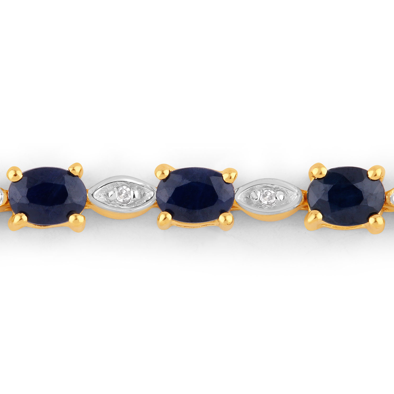 1.83 Carat Genuine Blue Sapphire and White Diamond .925 Sterling Silver Bracelet 1.83 C.T.W Sterling Silver - view 2