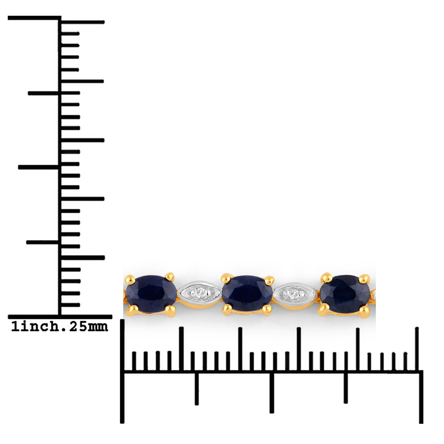 1.83 Carat Genuine Blue Sapphire and White Diamond .925 Sterling Silver Bracelet 1.83 C.T.W Sterling Silver - view 9