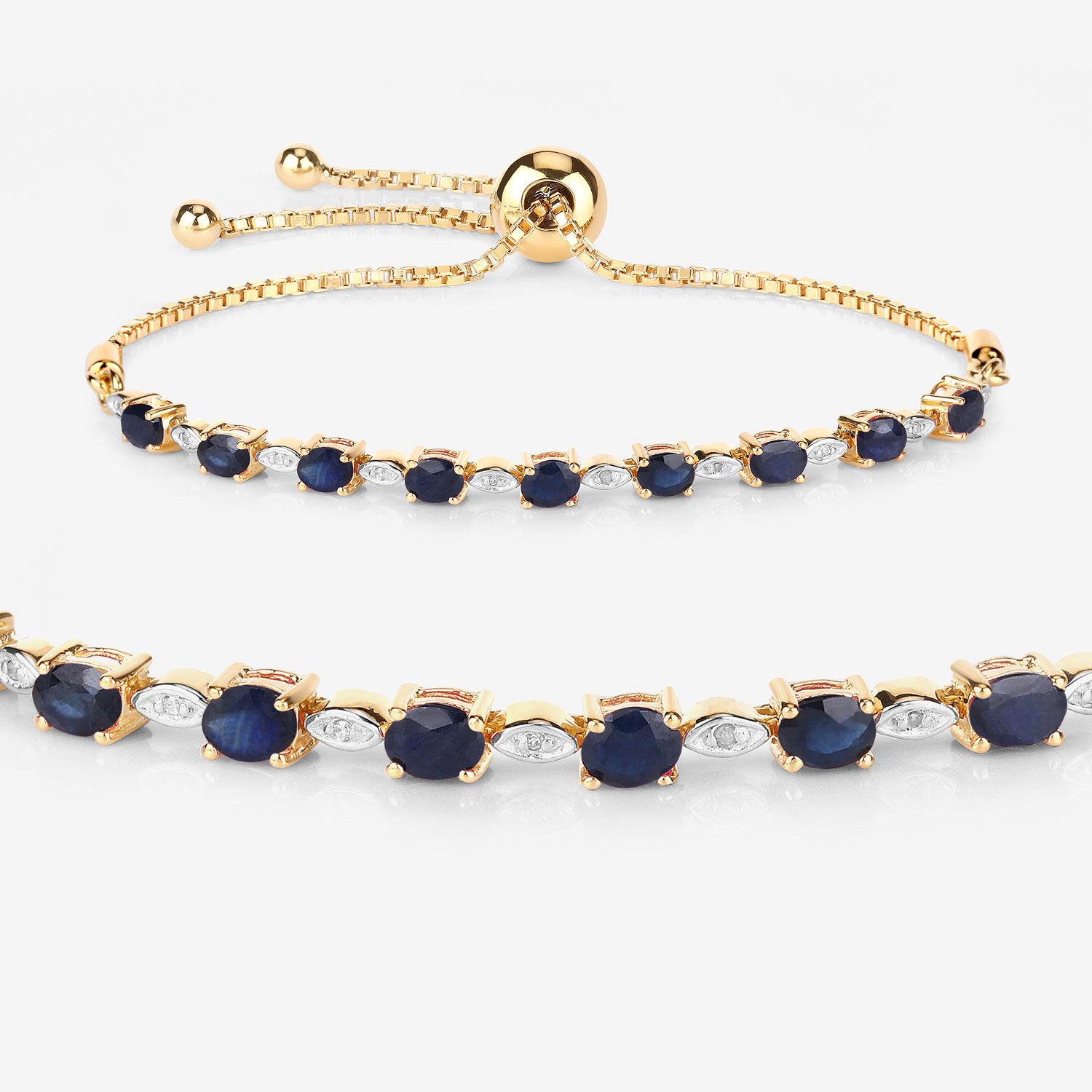 1.83 Carat Genuine Blue Sapphire and White Diamond .925 Sterling Silver Bracelet 1.83 C.T.W Sterling Silver - view 8