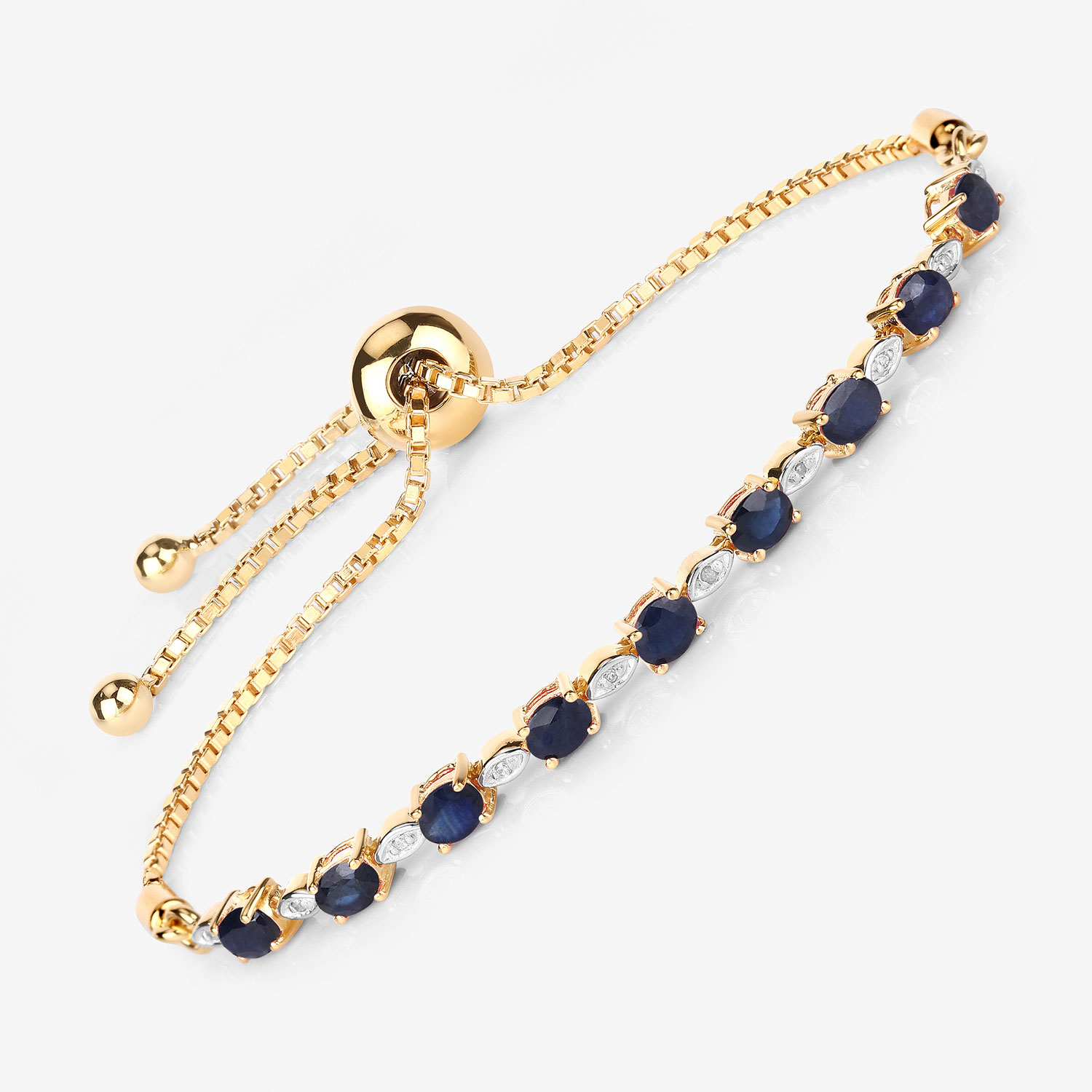 1.83 Carat Genuine Blue Sapphire and White Diamond .925 Sterling Silver Bracelet 1.83 C.T.W Sterling Silver - view 3