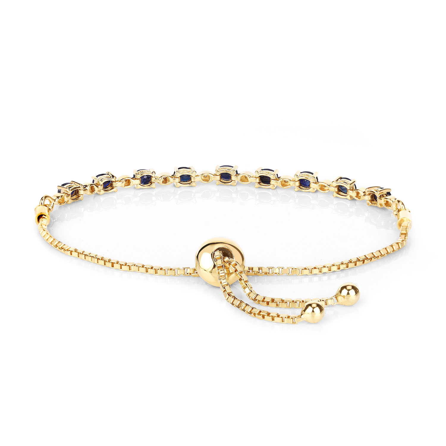 1.83 Carat Genuine Blue Sapphire and White Diamond .925 Sterling Silver Bracelet 1.83 C.T.W Sterling Silver - view 7