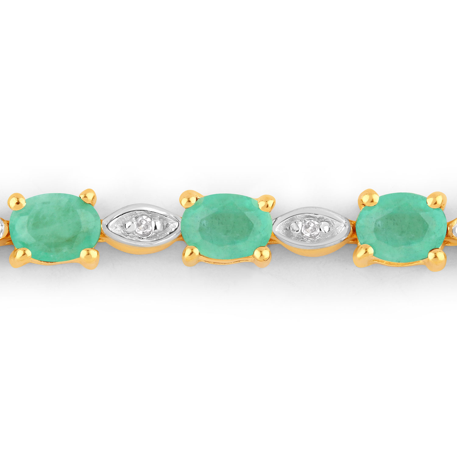 1.29 Carat Genuine Emerald and White Diamond .925 Sterling Silver Bracelet 2.20 C.T.W Sterling Silver - view 9