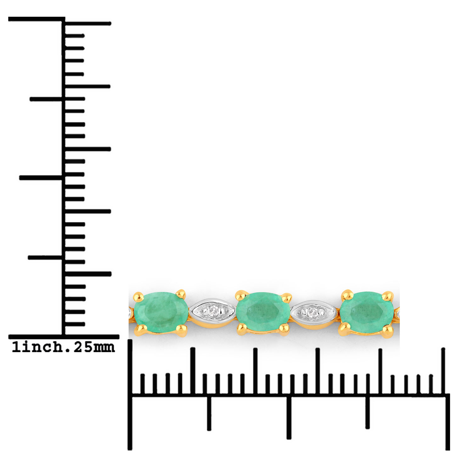 1.29 Carat Genuine Emerald and White Diamond .925 Sterling Silver Bracelet 2.20 C.T.W Sterling Silver - view 10