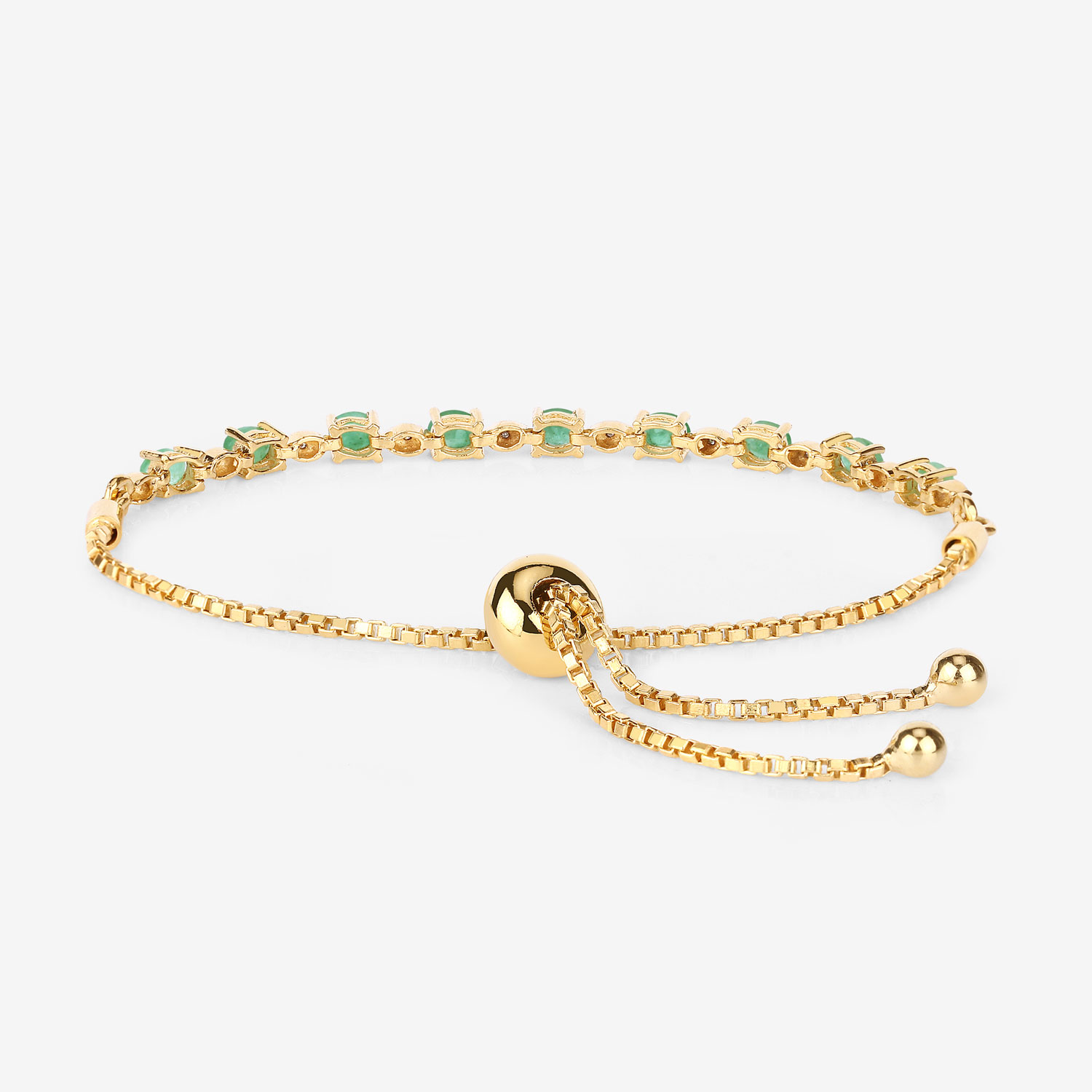 1.29 Carat Genuine Emerald and White Diamond .925 Sterling Silver Bracelet 2.20 C.T.W Sterling Silver - view 8