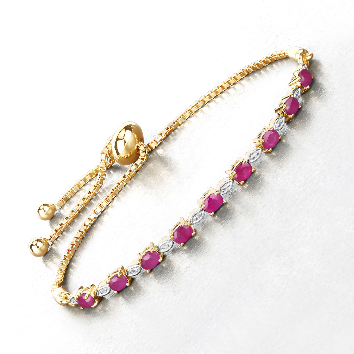 2.01 Carat Genuine Ruby and White Diamond .925 Sterling Silver Bracelet 2.01 C.T.W Sterling Silver - view 5