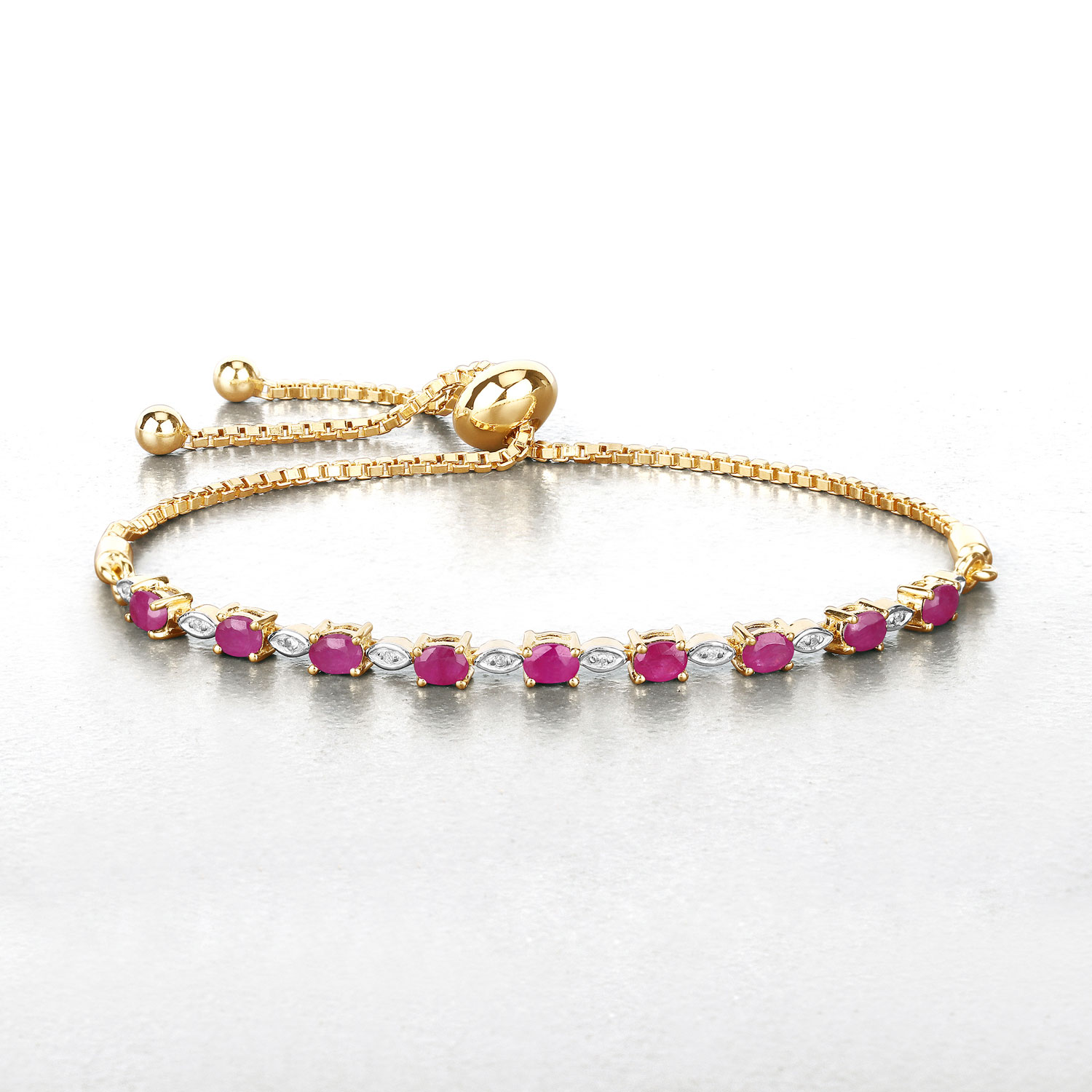 2.01 Carat Genuine Ruby and White Diamond .925 Sterling Silver Bracelet 2.01 C.T.W Sterling Silver - view 4