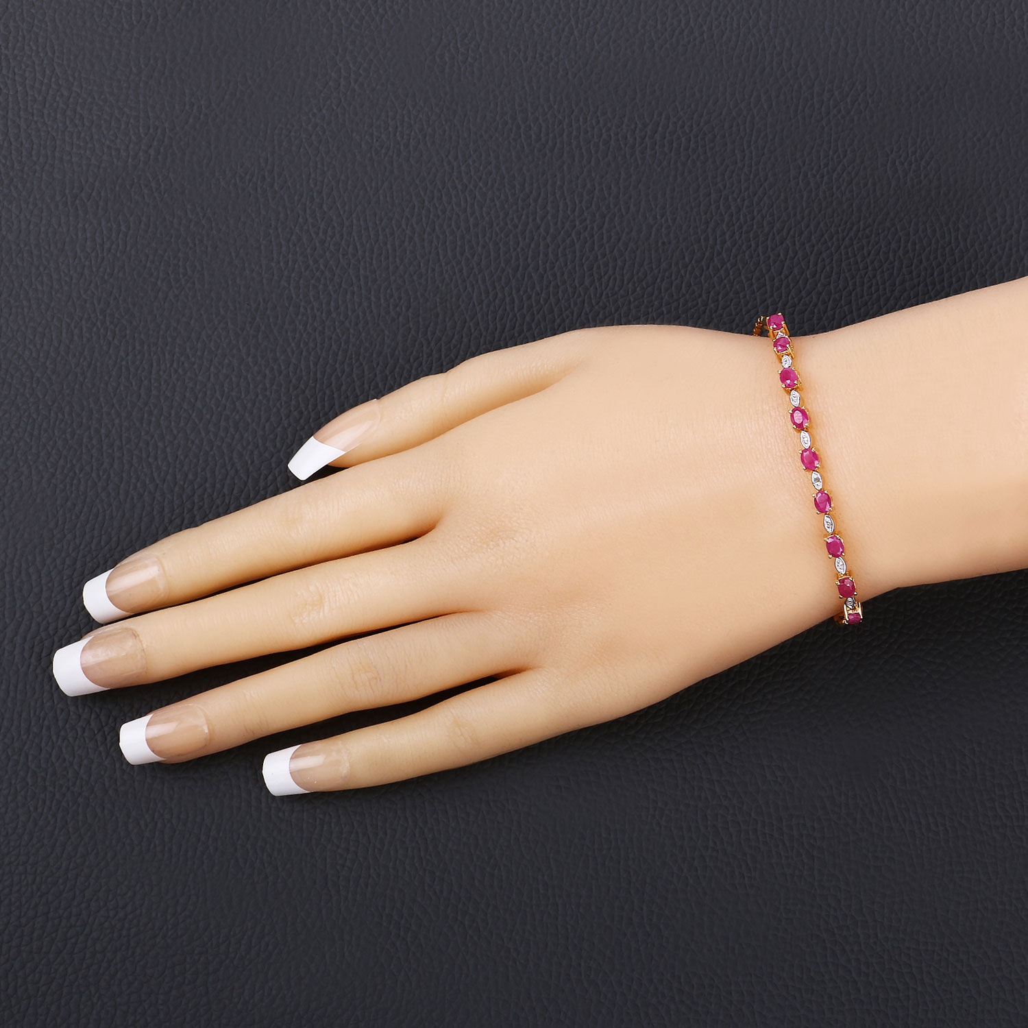 2.01 Carat Genuine Ruby and White Diamond .925 Sterling Silver Bracelet 2.01 C.T.W Sterling Silver - view 6