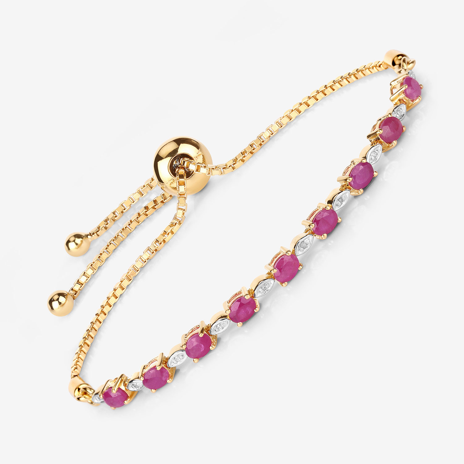 2.01 Carat Genuine Ruby and White Diamond .925 Sterling Silver Bracelet 2.01 C.T.W Sterling Silver - view 7