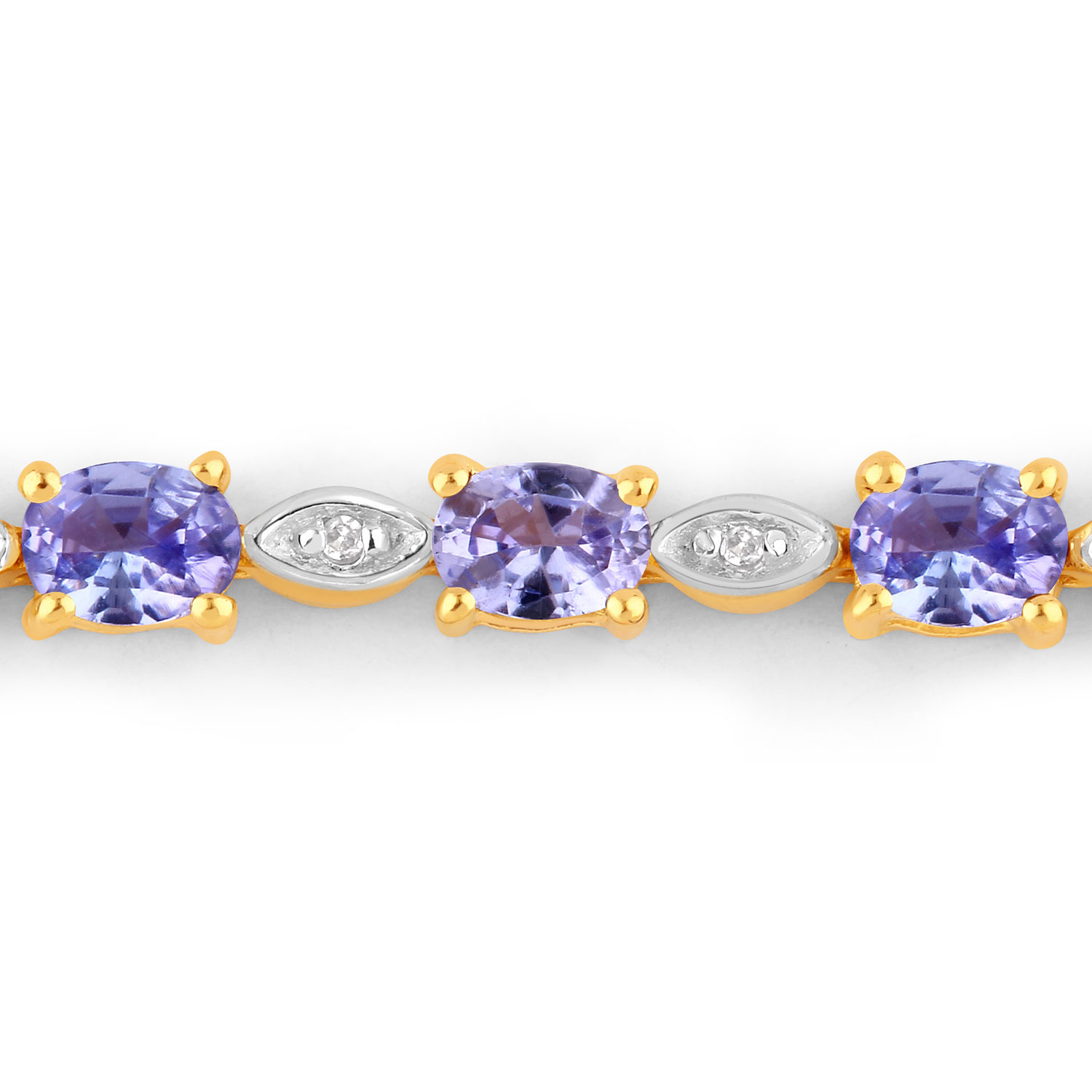 1.56 Carat Genuine Tanzanite and White Diamond .925 Sterling Silver Bracelet 1.56 C.T.W Sterling Silver - view 6