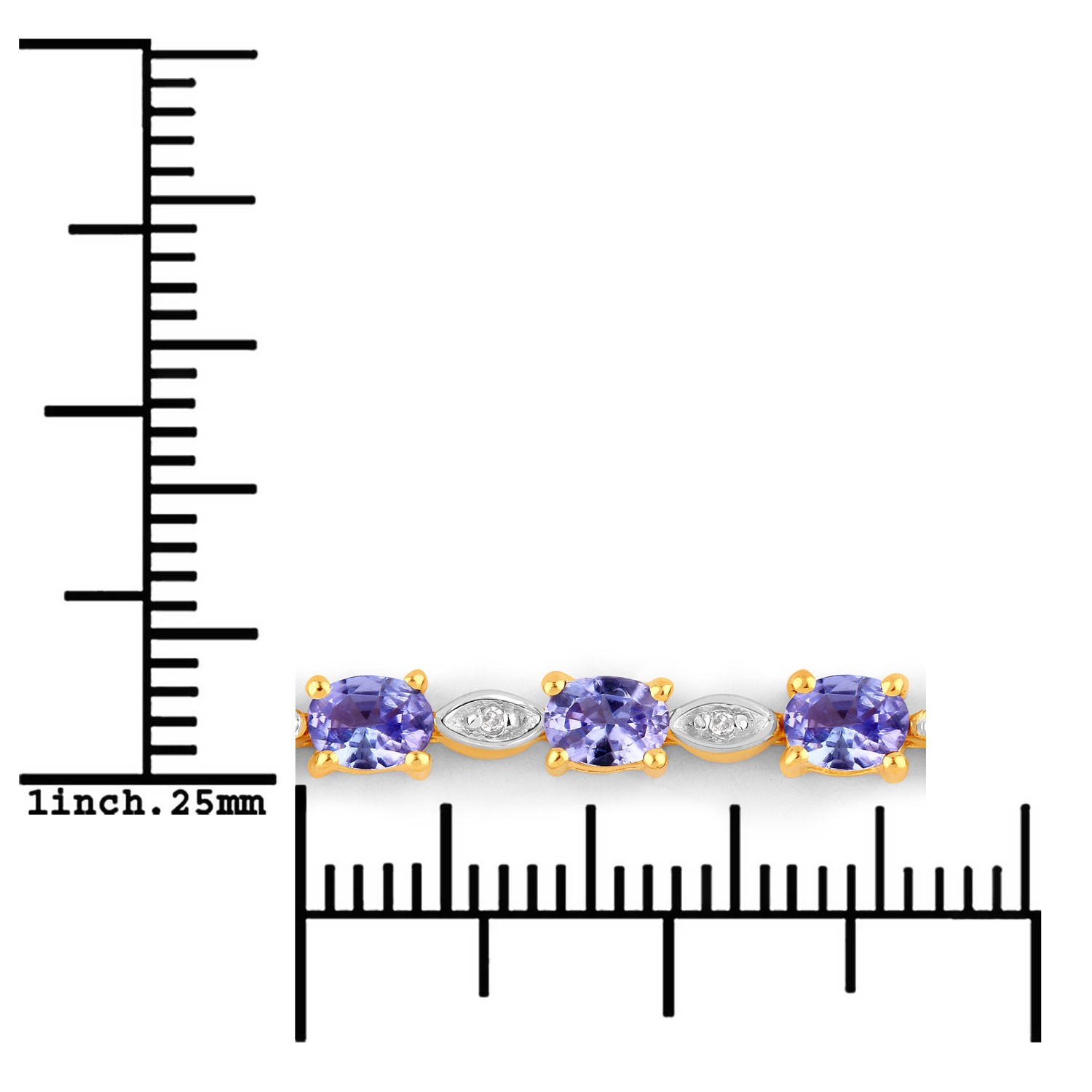 1.56 Carat Genuine Tanzanite and White Diamond .925 Sterling Silver Bracelet 1.56 C.T.W Sterling Silver - view 5