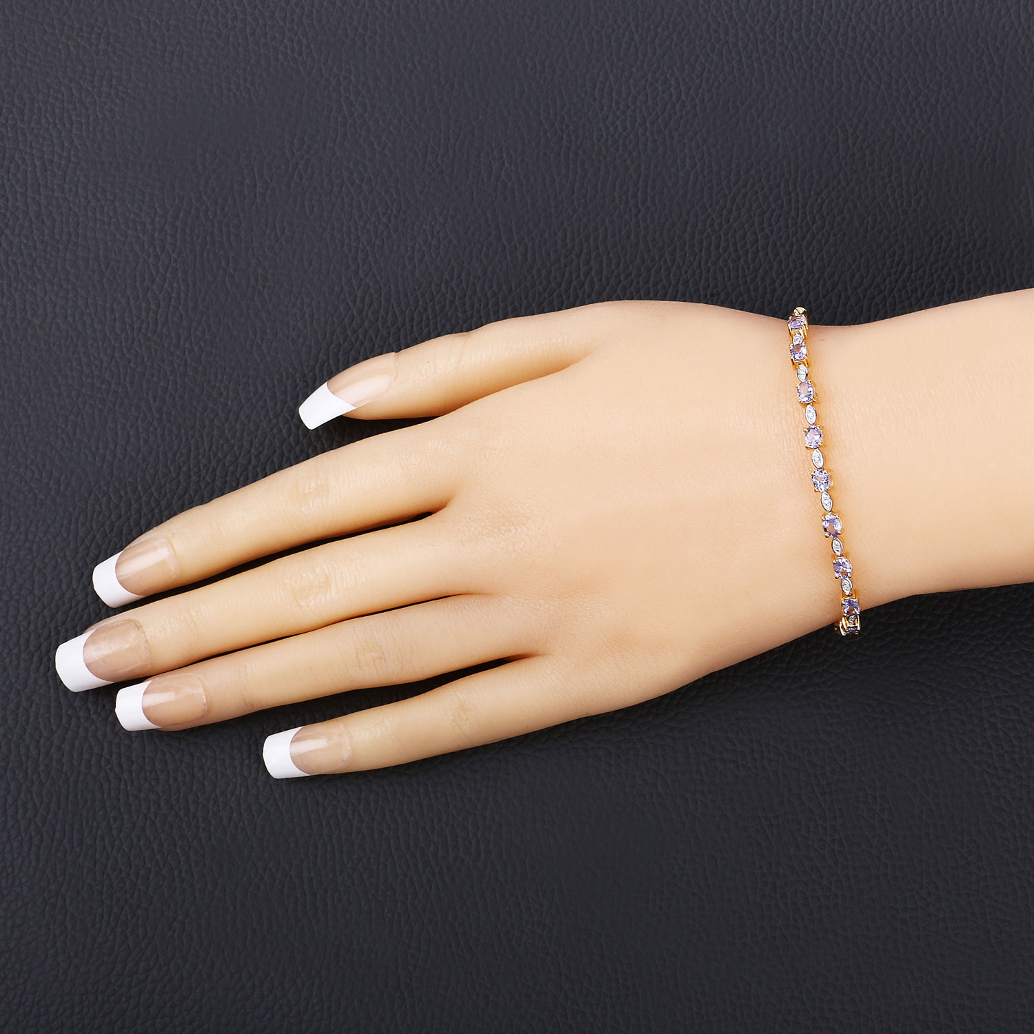 1.56 Carat Genuine Tanzanite and White Diamond .925 Sterling Silver Bracelet 1.56 C.T.W Sterling Silver - view 2