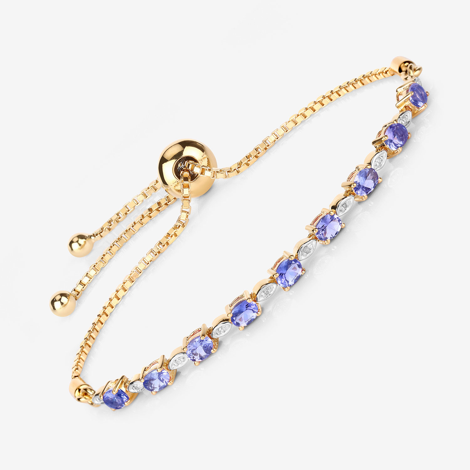 1.56 Carat Genuine Tanzanite and White Diamond .925 Sterling Silver Bracelet 1.56 C.T.W Sterling Silver - view 8