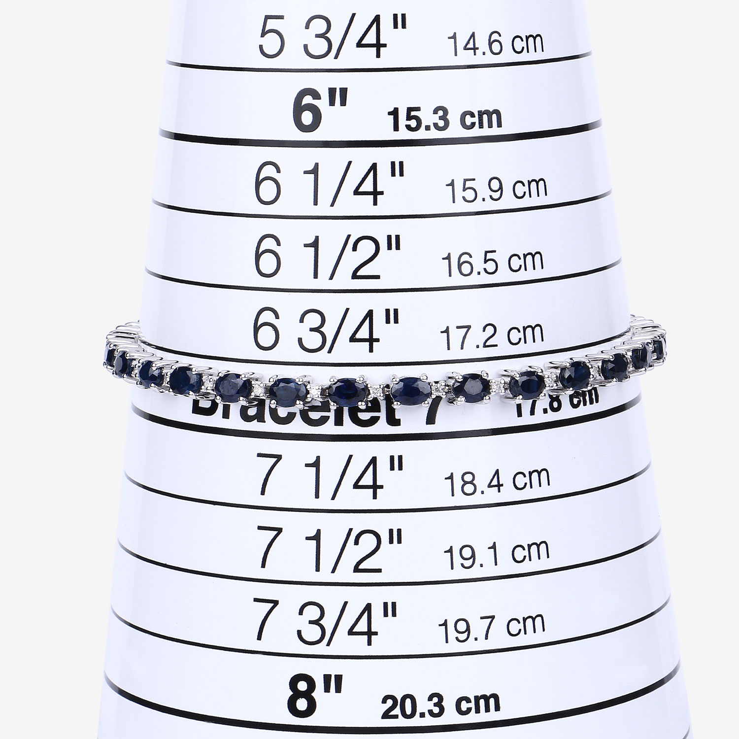 6.03 Carat Genuine Blue Sapphire and White Diamond 14K White Gold Bracelet 6.03 C.T.W 14K white gold - view 2