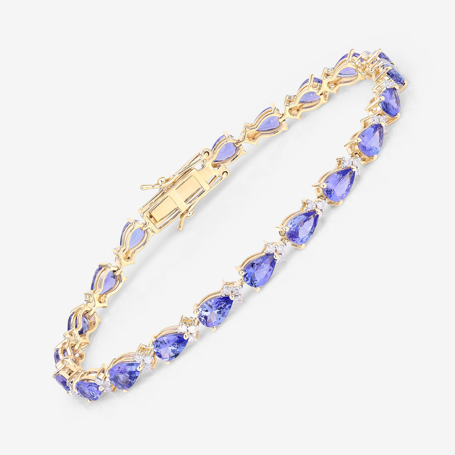 8.27 Carat Genuine Tanzanite and White Diamond 14K Yellow Gold Bracelet 8.27 C.T.W 14K yellow or white gold - view 7