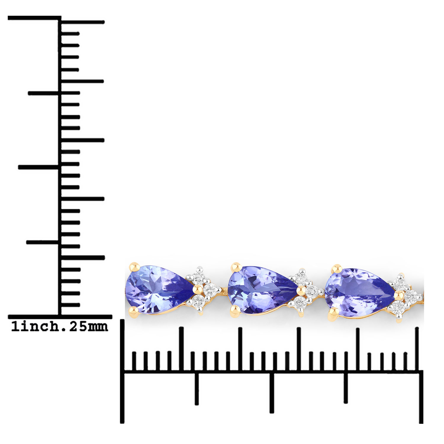 8.27 Carat Genuine Tanzanite and White Diamond 14K Yellow Gold Bracelet 8.27 C.T.W 14K yellow or white gold - view 2