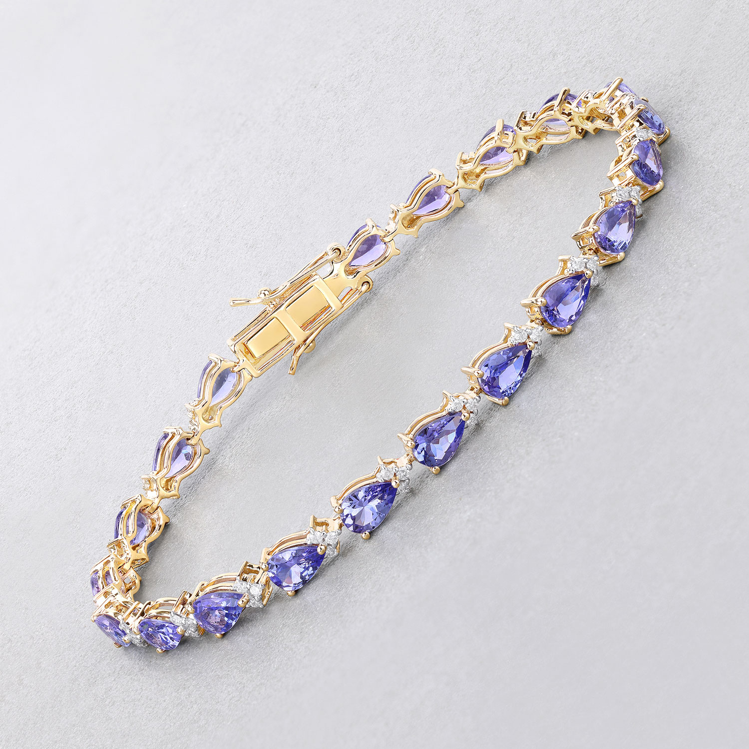 8.27 Carat Genuine Tanzanite and White Diamond 14K Yellow Gold Bracelet 8.27 C.T.W 14K yellow or white gold - view 6