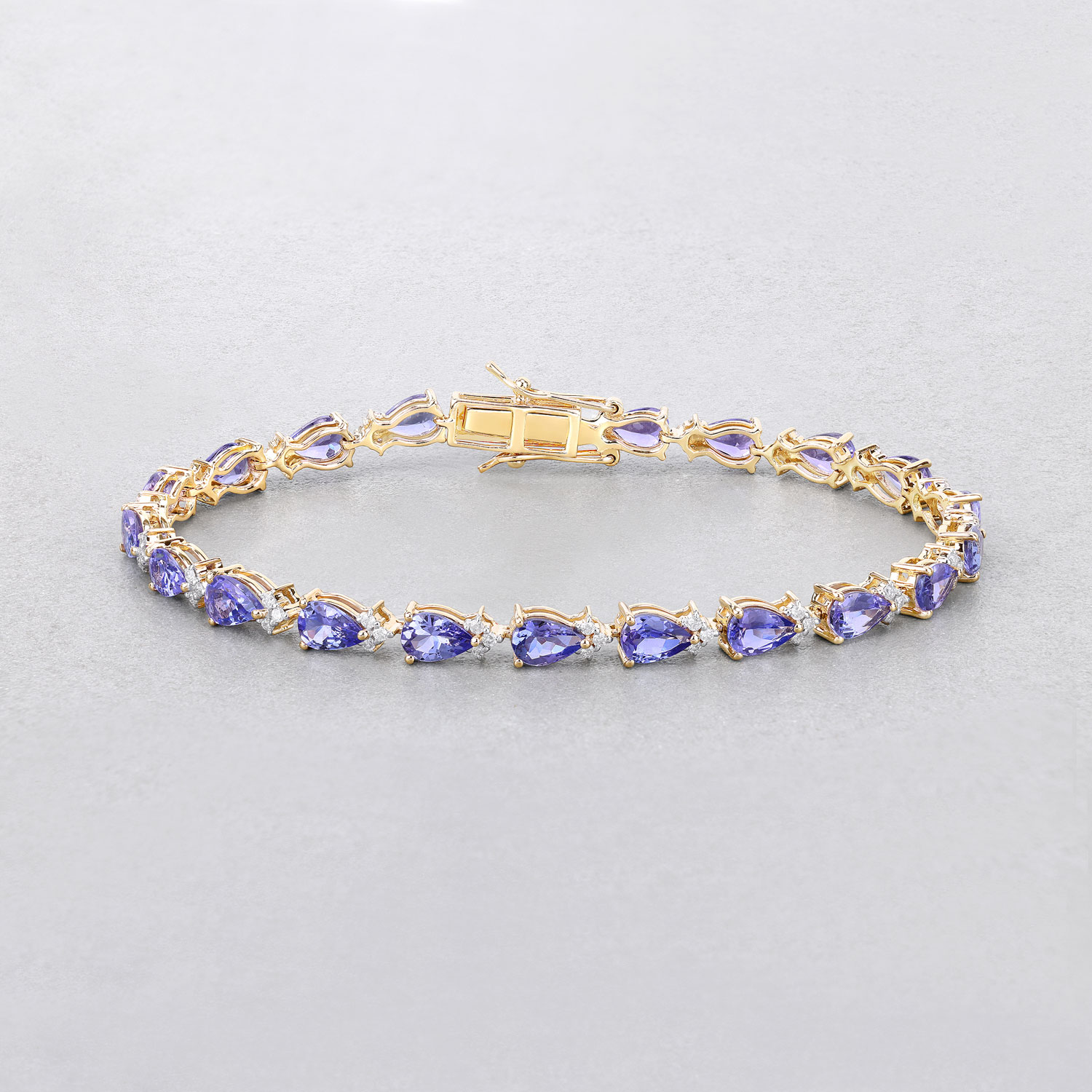 8.27 Carat Genuine Tanzanite and White Diamond 14K Yellow Gold Bracelet 8.27 C.T.W 14K yellow or white gold - view 3